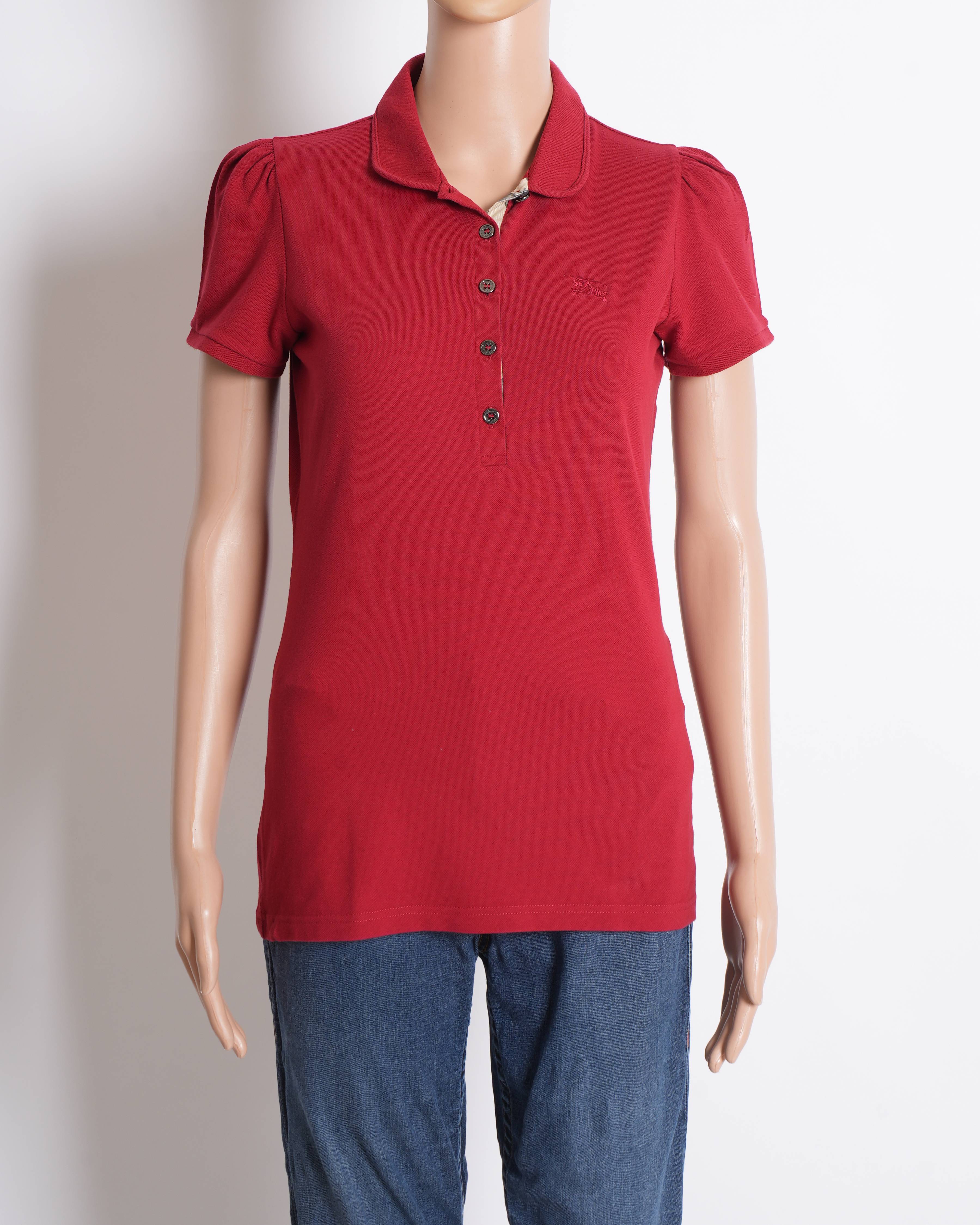 Burberry Red Half Sleeve Polo T-shirt