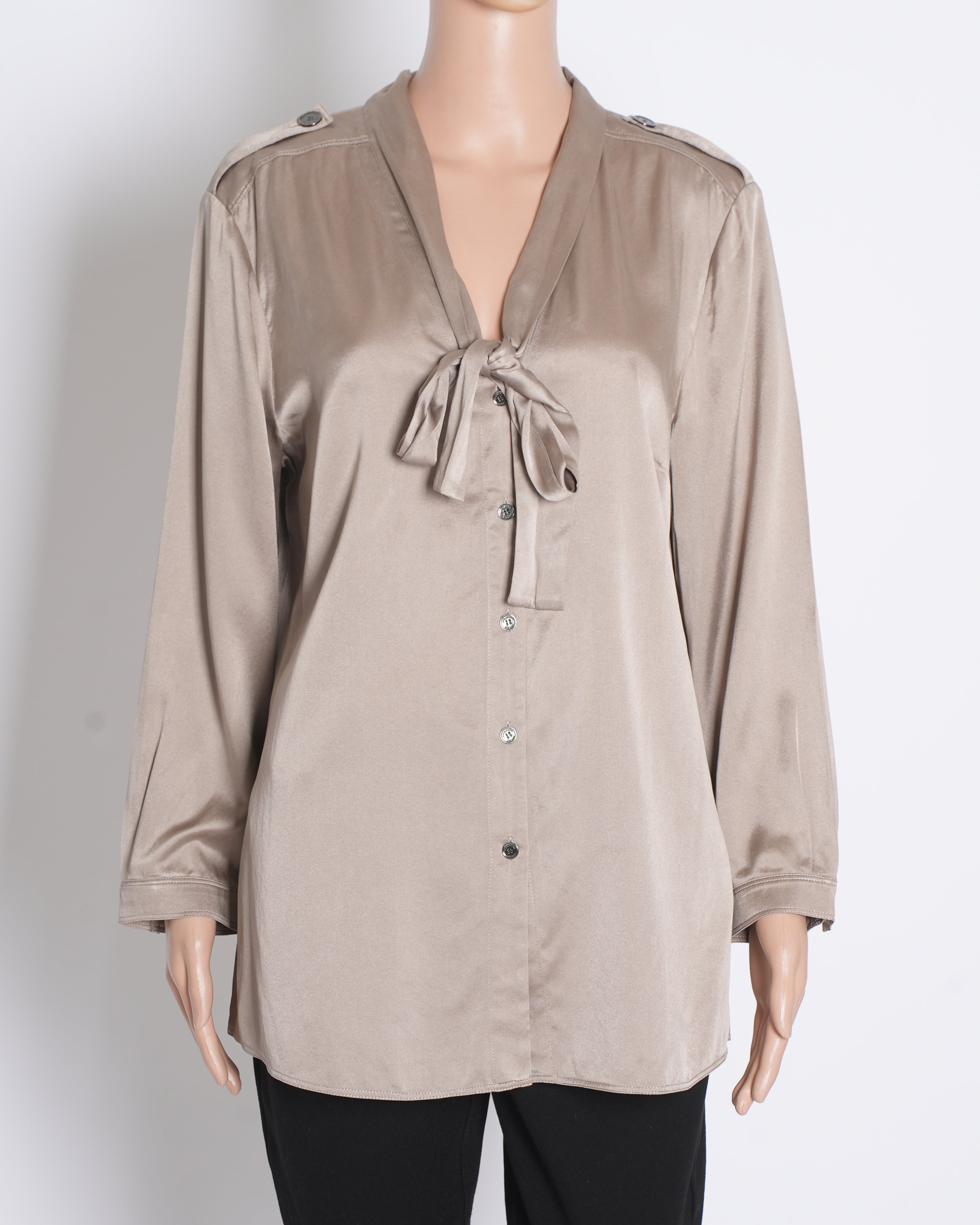 Burberry Silk Tie-Neck Blouse