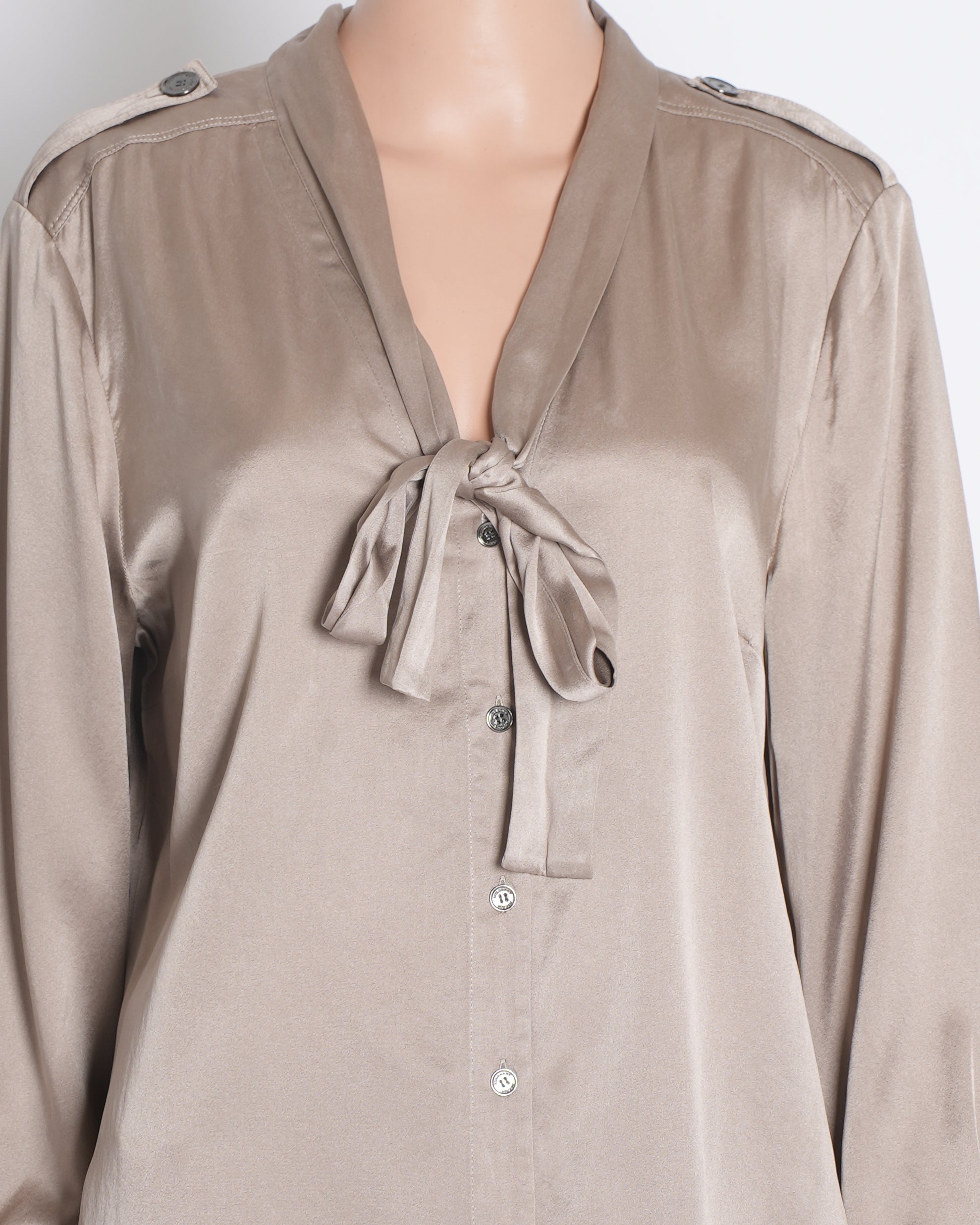 Burberry Silk Tie-Neck Blouse