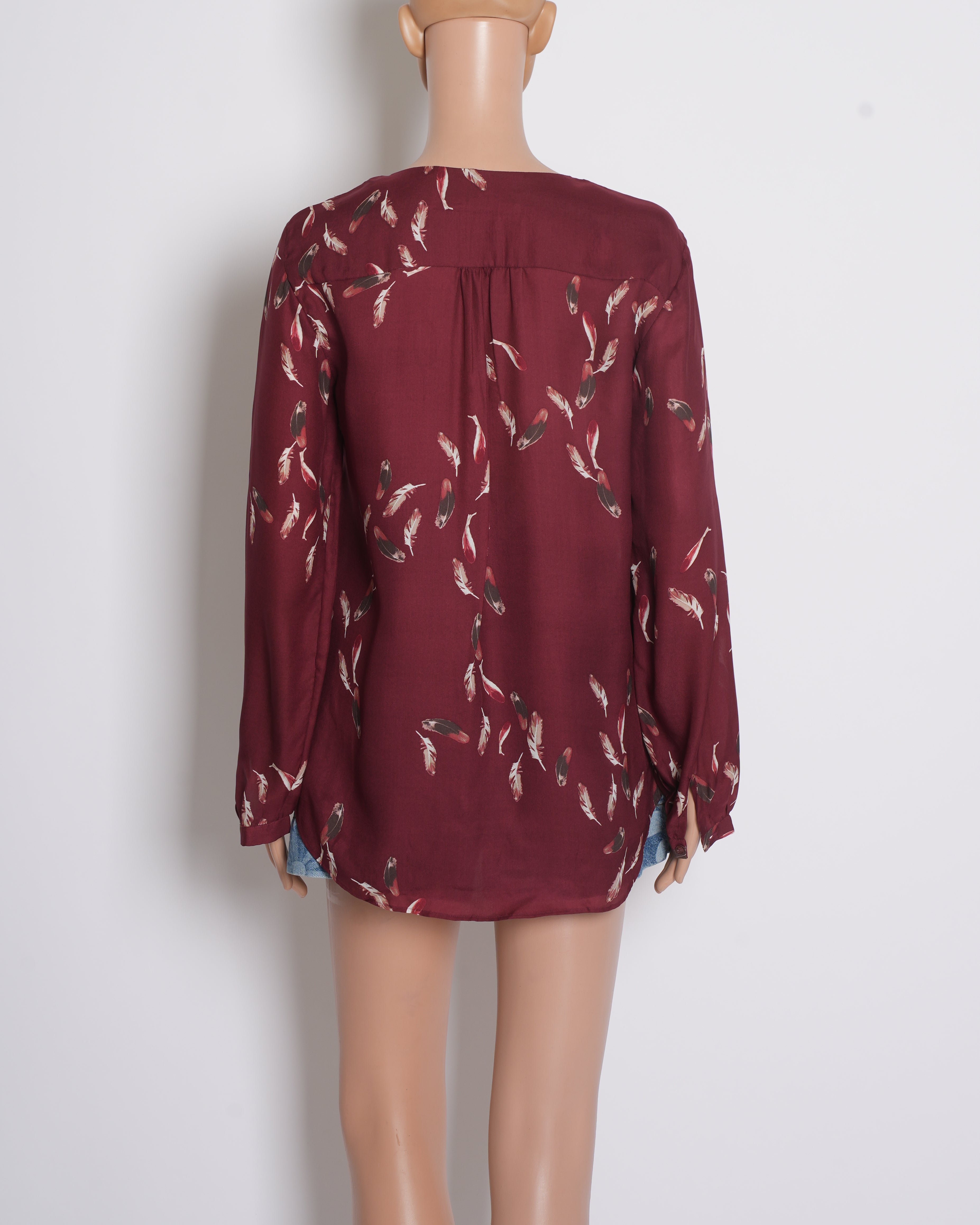 Massimo dutti silk feather print top