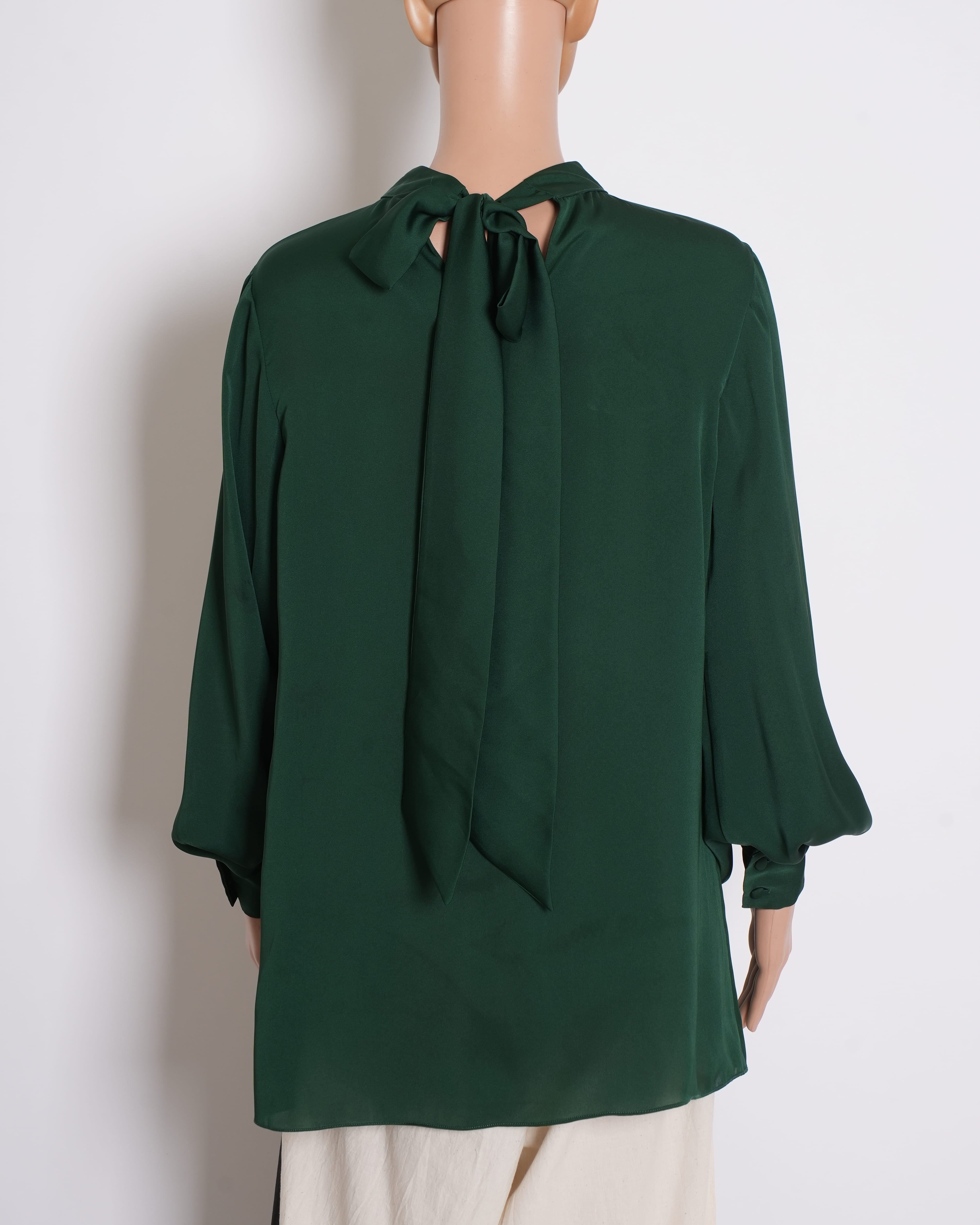Atsu Teal Green Satin Top