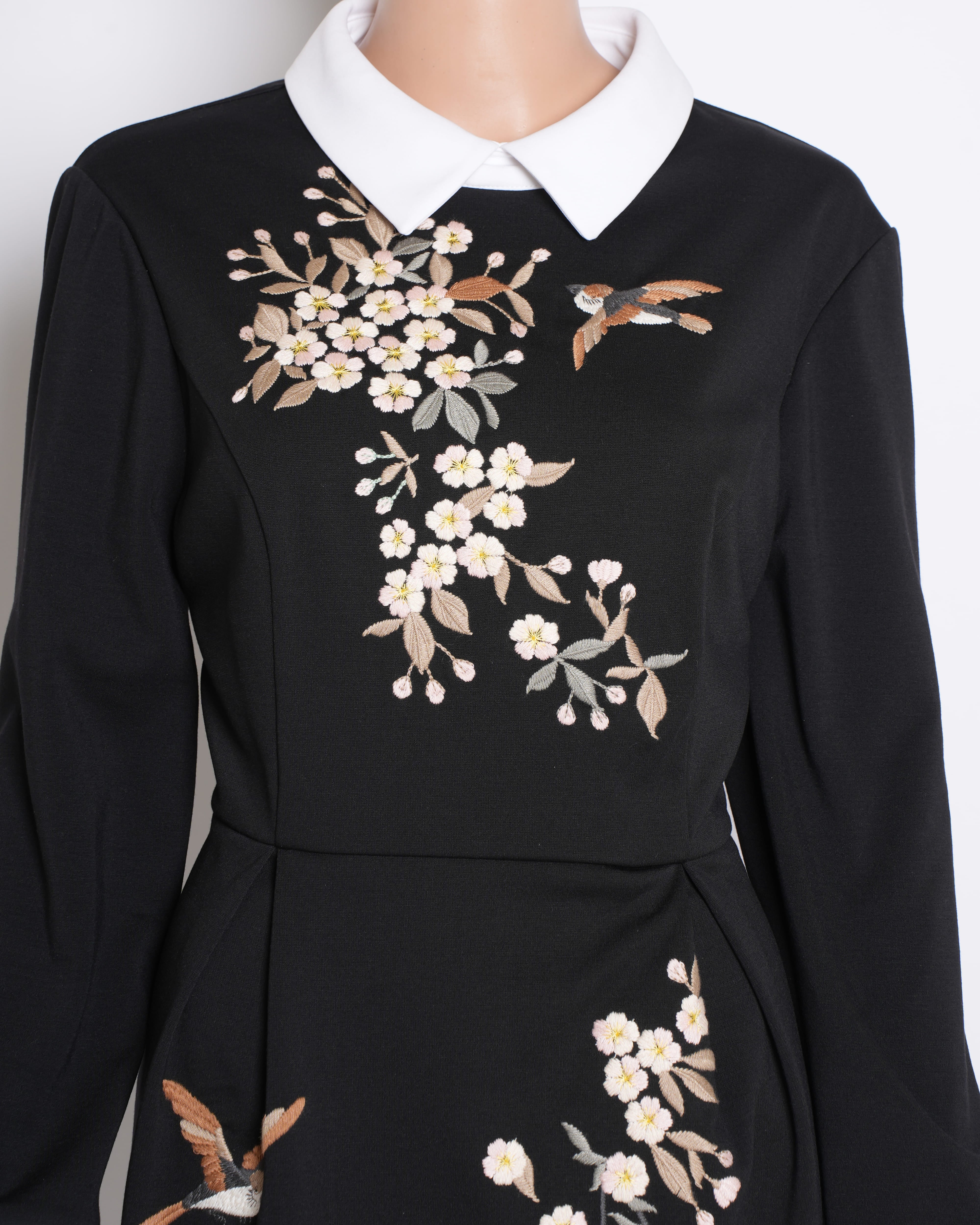 Ted Baker Collared Dress with Floral Embroidered Detailing