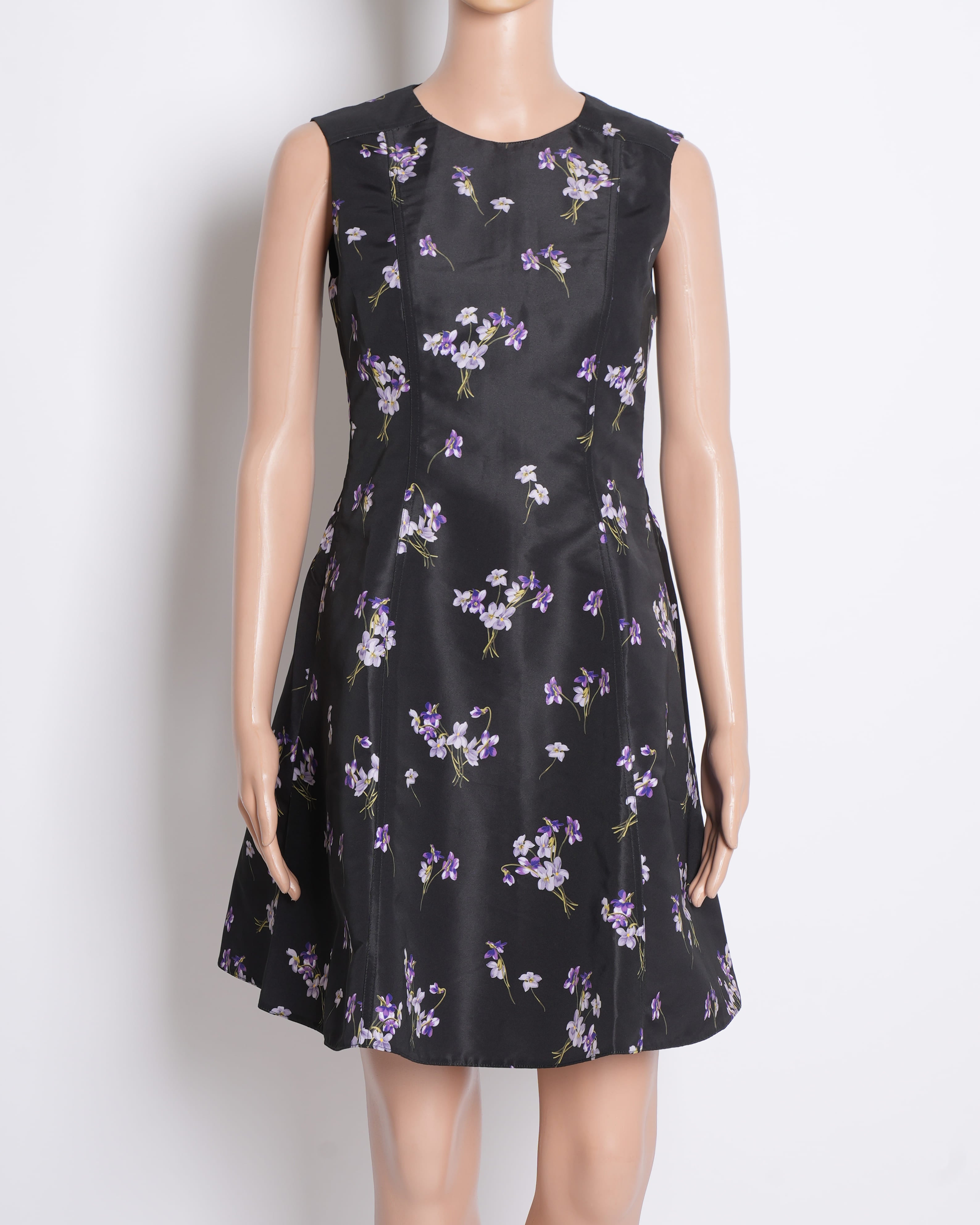 Red Valentino Flower Printed Sleeveless Dress in Black