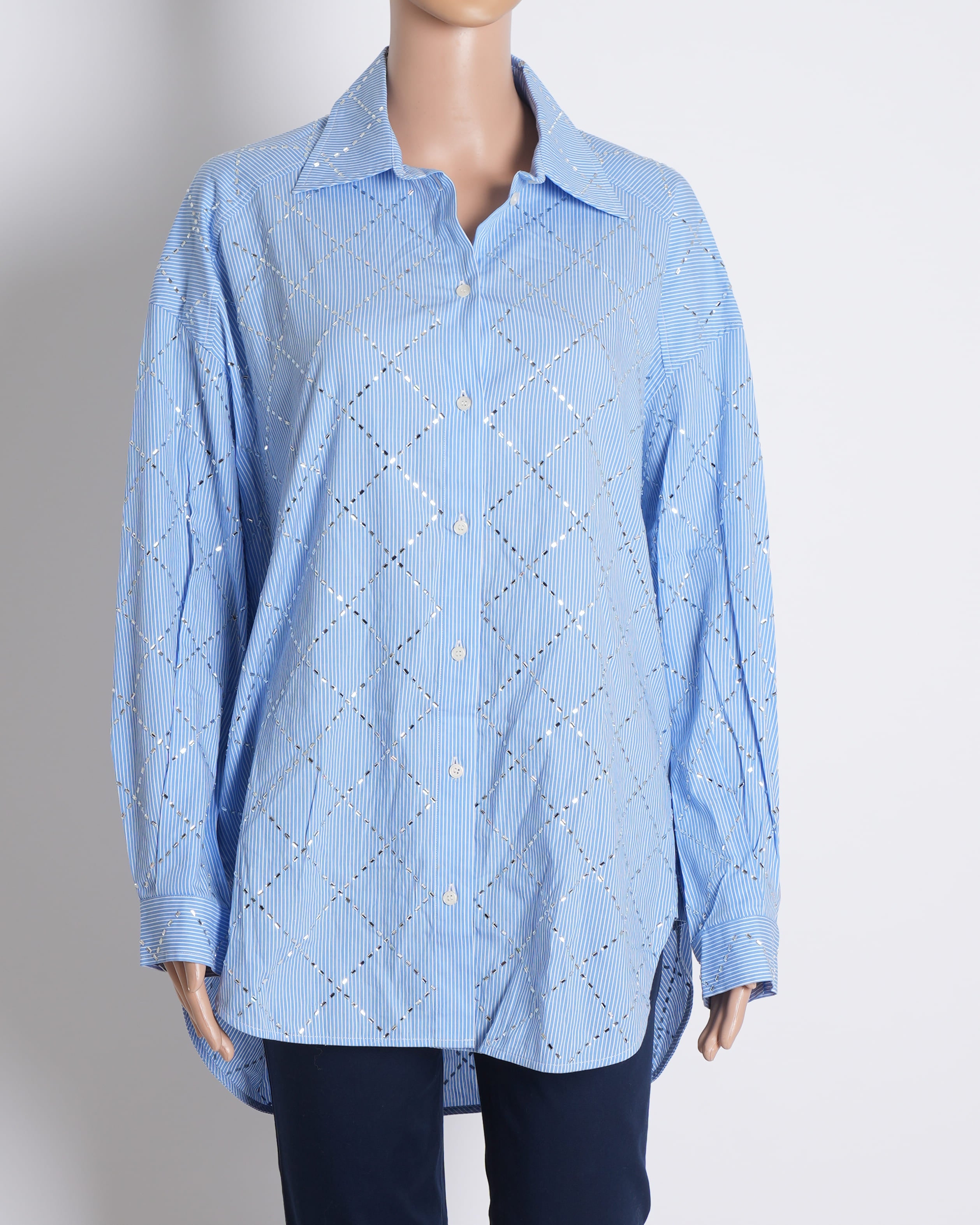 Sandro Women's Stripe Button Down Full Sleeve Shirt