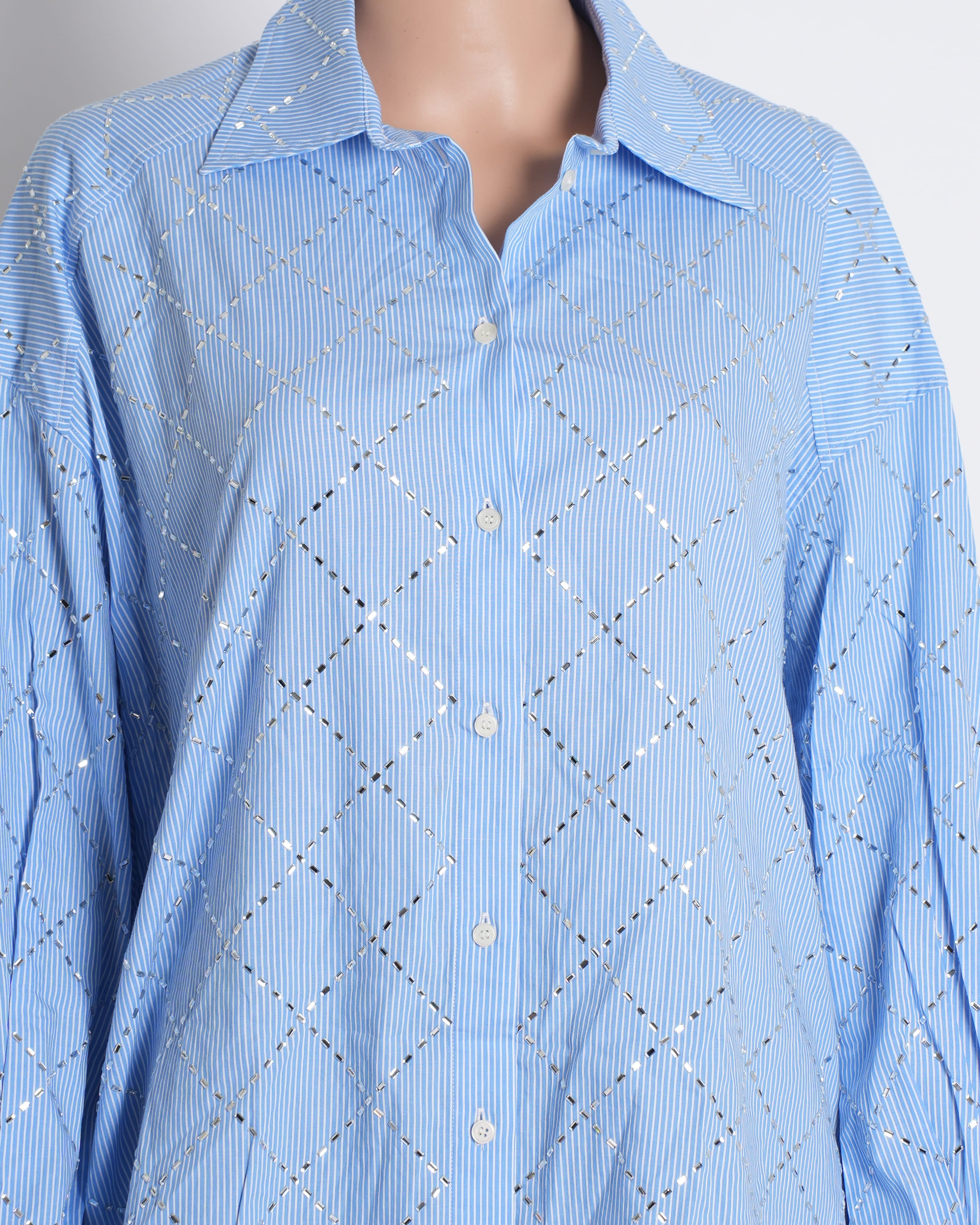 Sandro Women's Stripe Button Down Full Sleeve Shirt