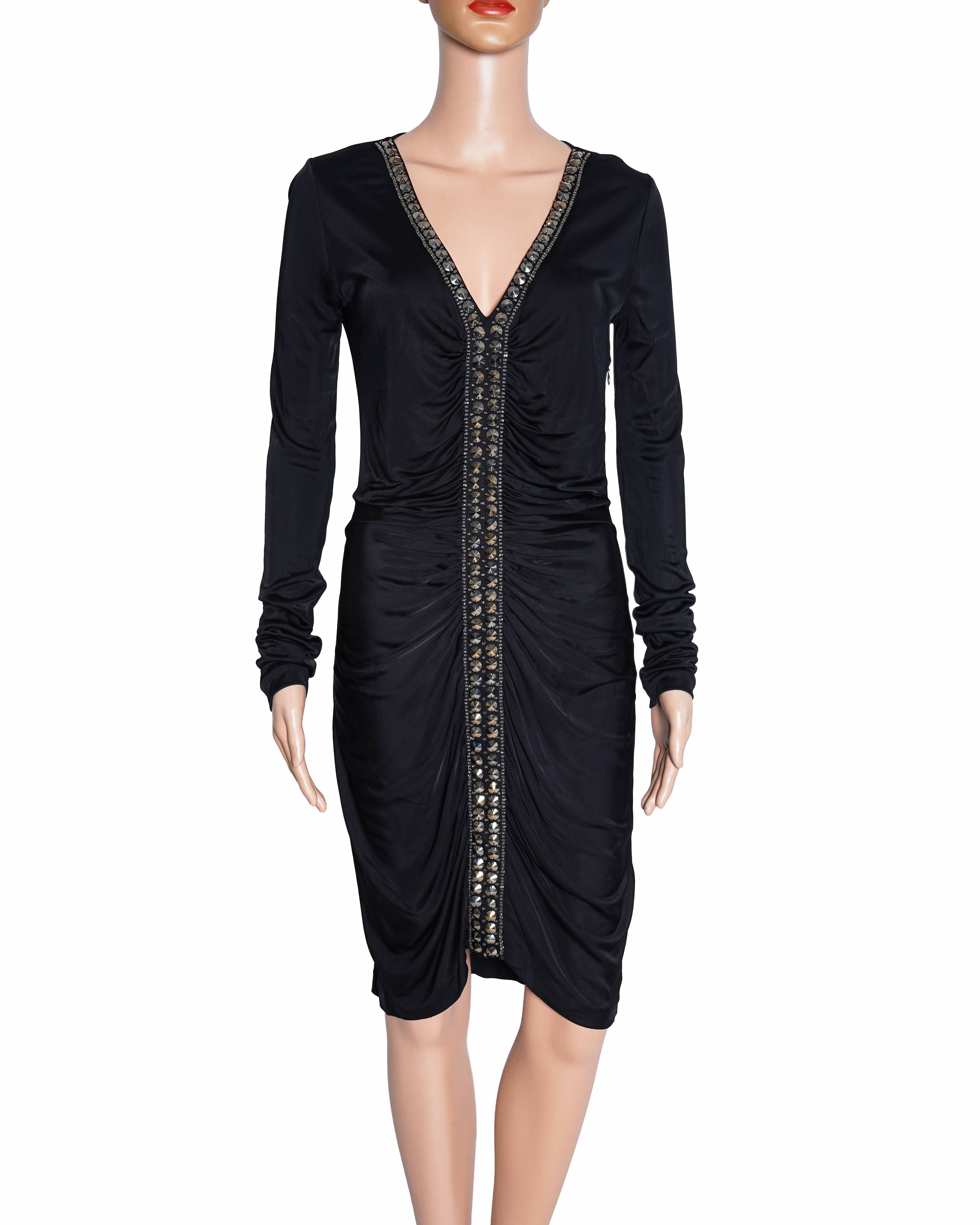 Emilio Pucci Full Sleeve V Neck Dress In Black