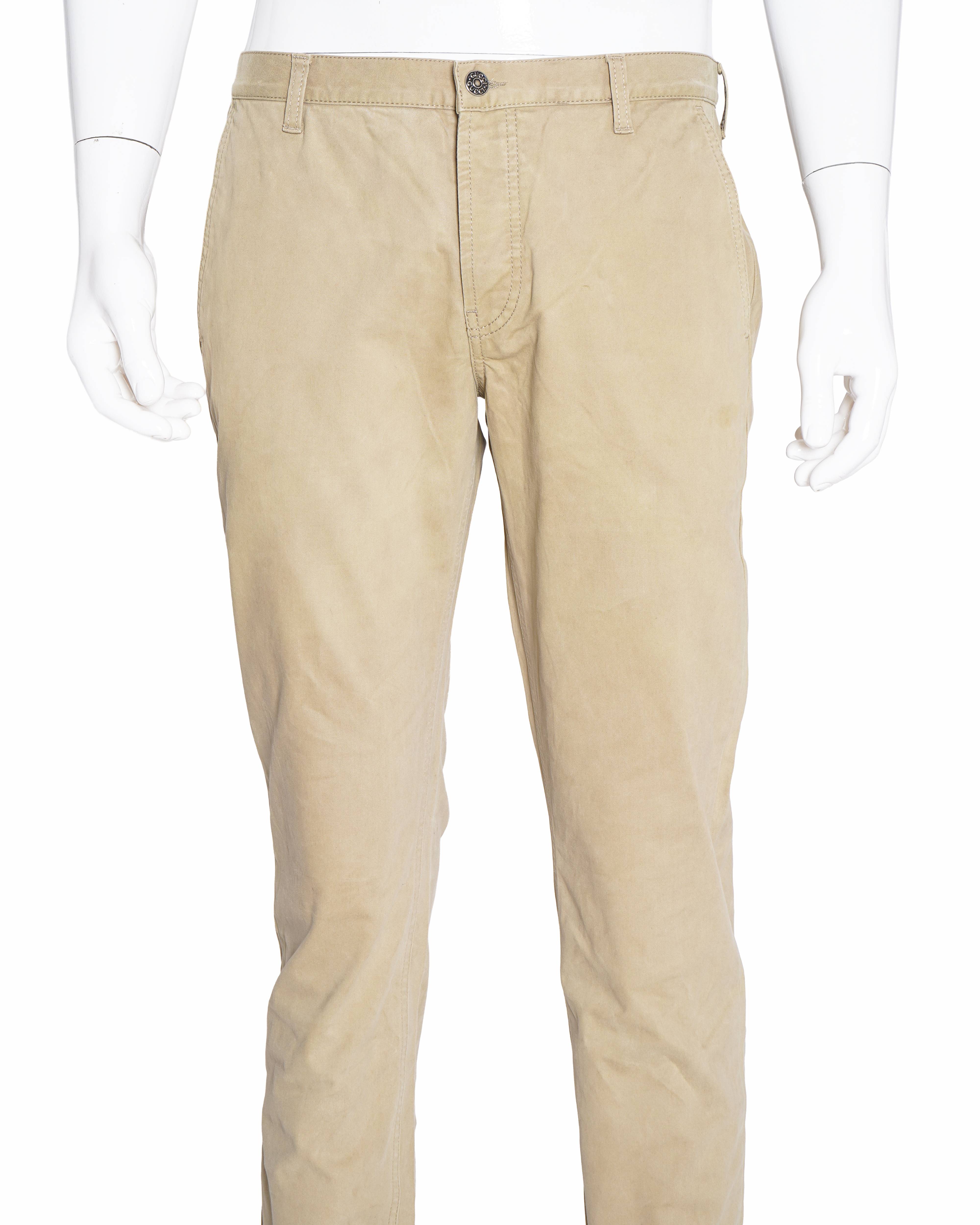 Gucci Men's Khaki Slim-Fit Cotton Chinos
