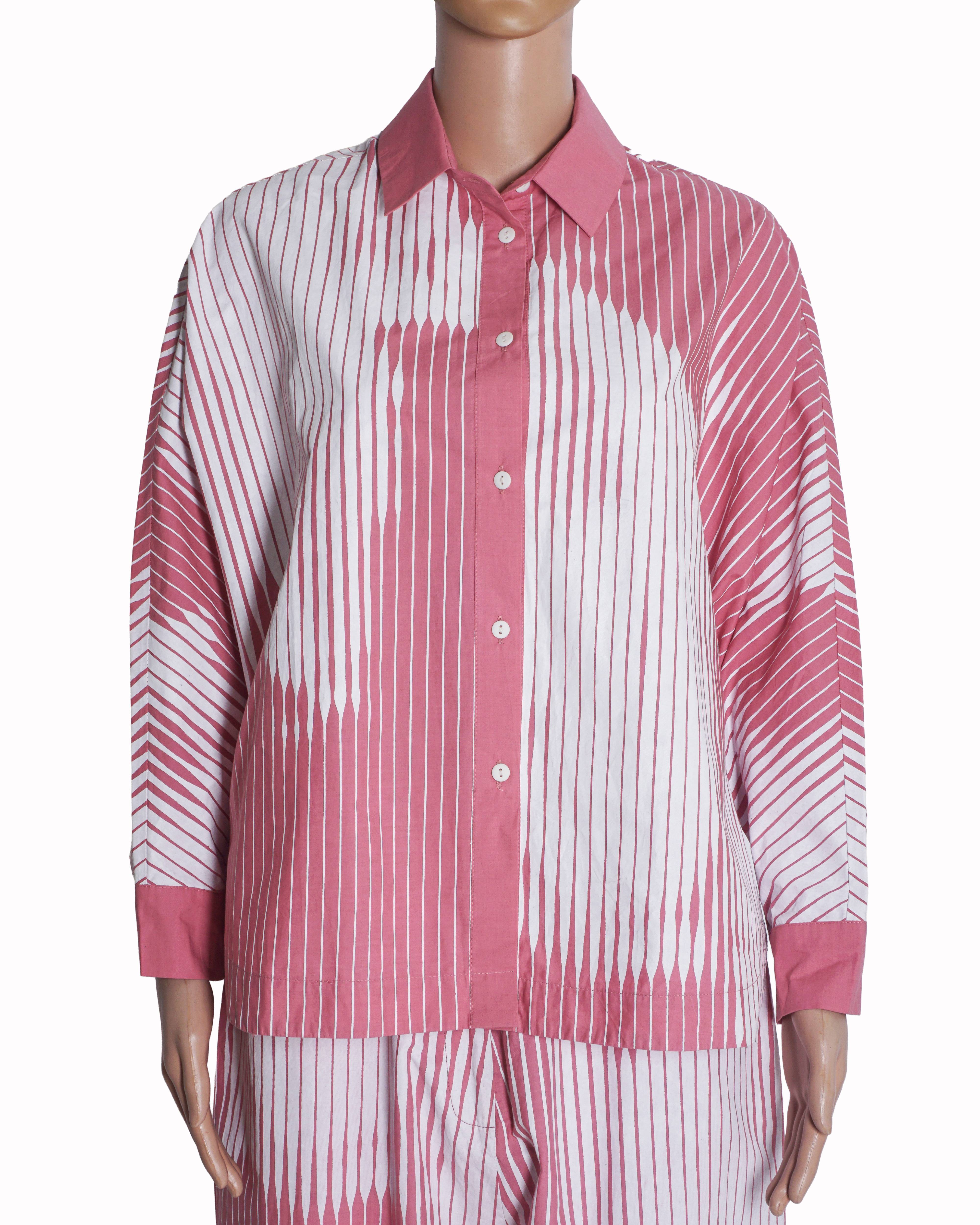 Lovebirds Pink & White Graphic Striped Co-ord Set