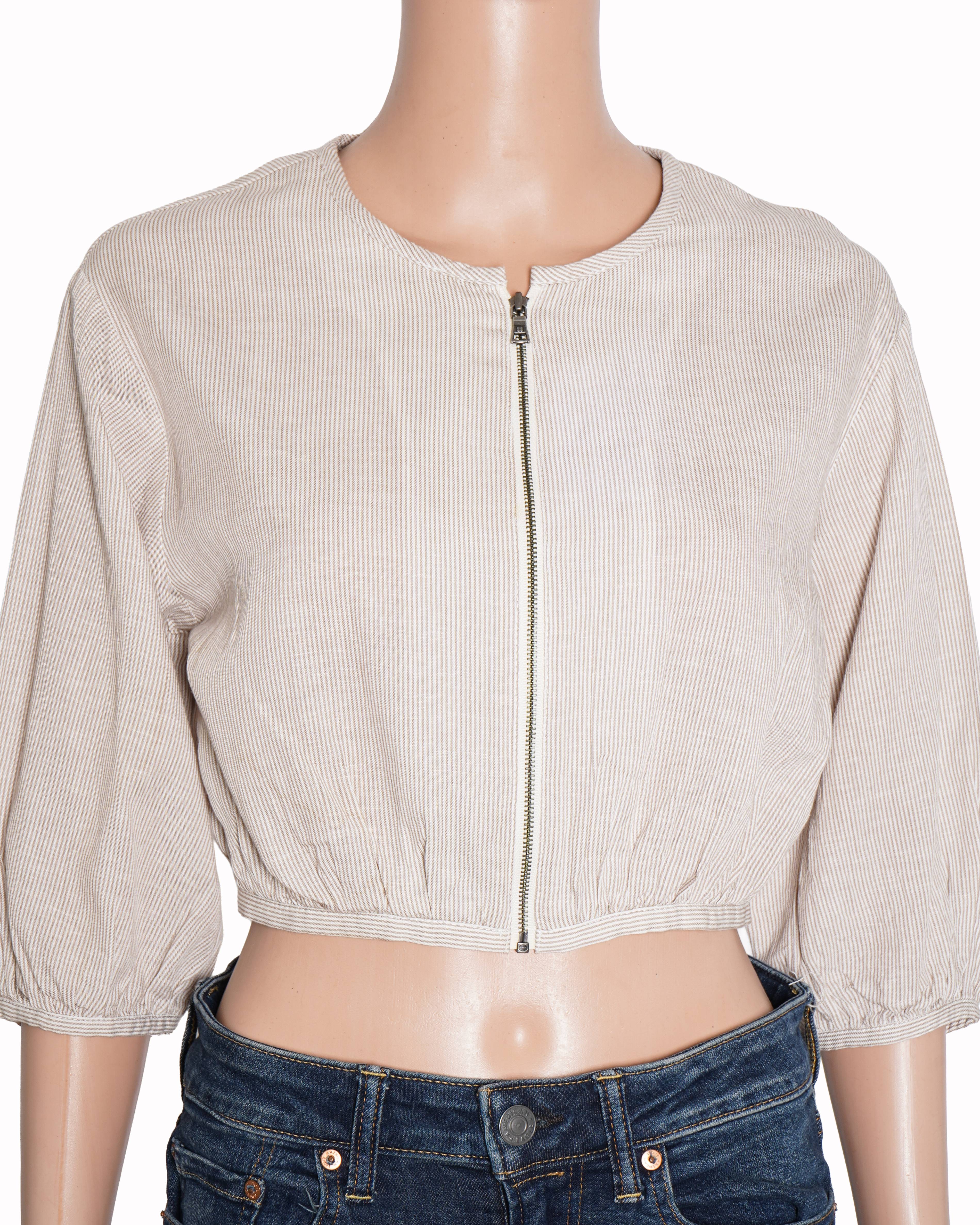 BCBG Max Azria beige bishop sleeves top
