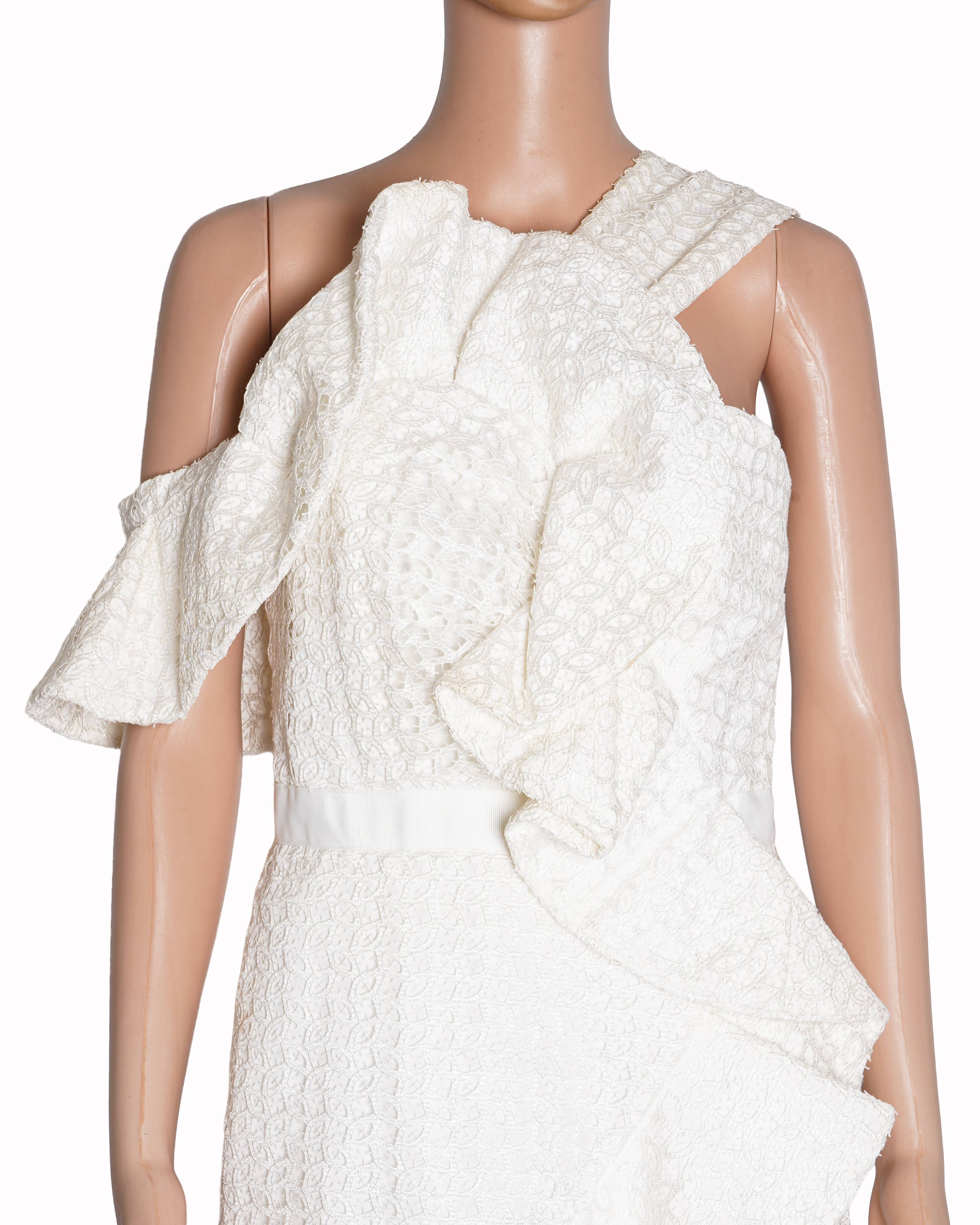 Self Portrait One-Shoulder Ruffle Dress In White