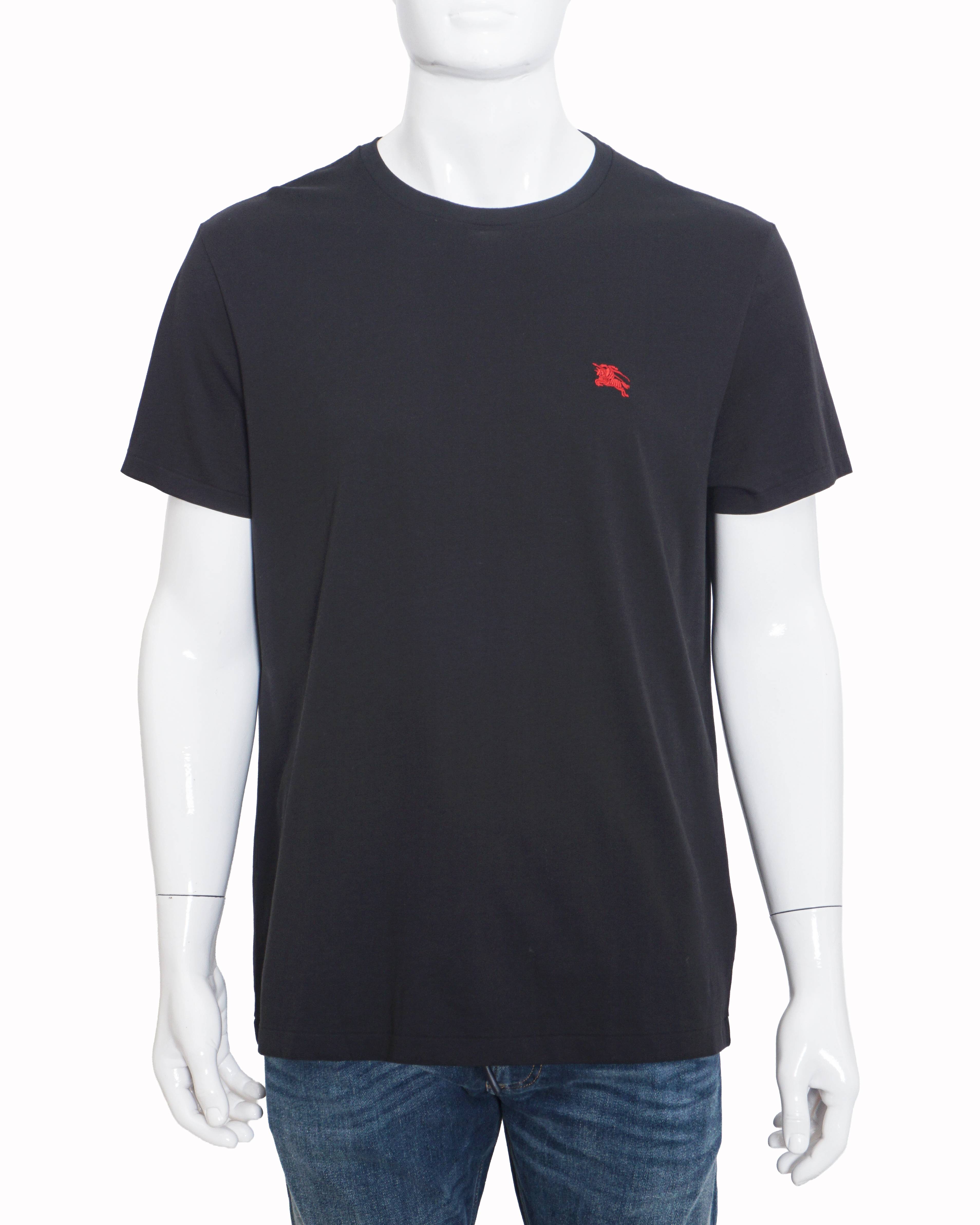Burberry Black Cotton Red Equestrian Knight Men's T-Shirt
