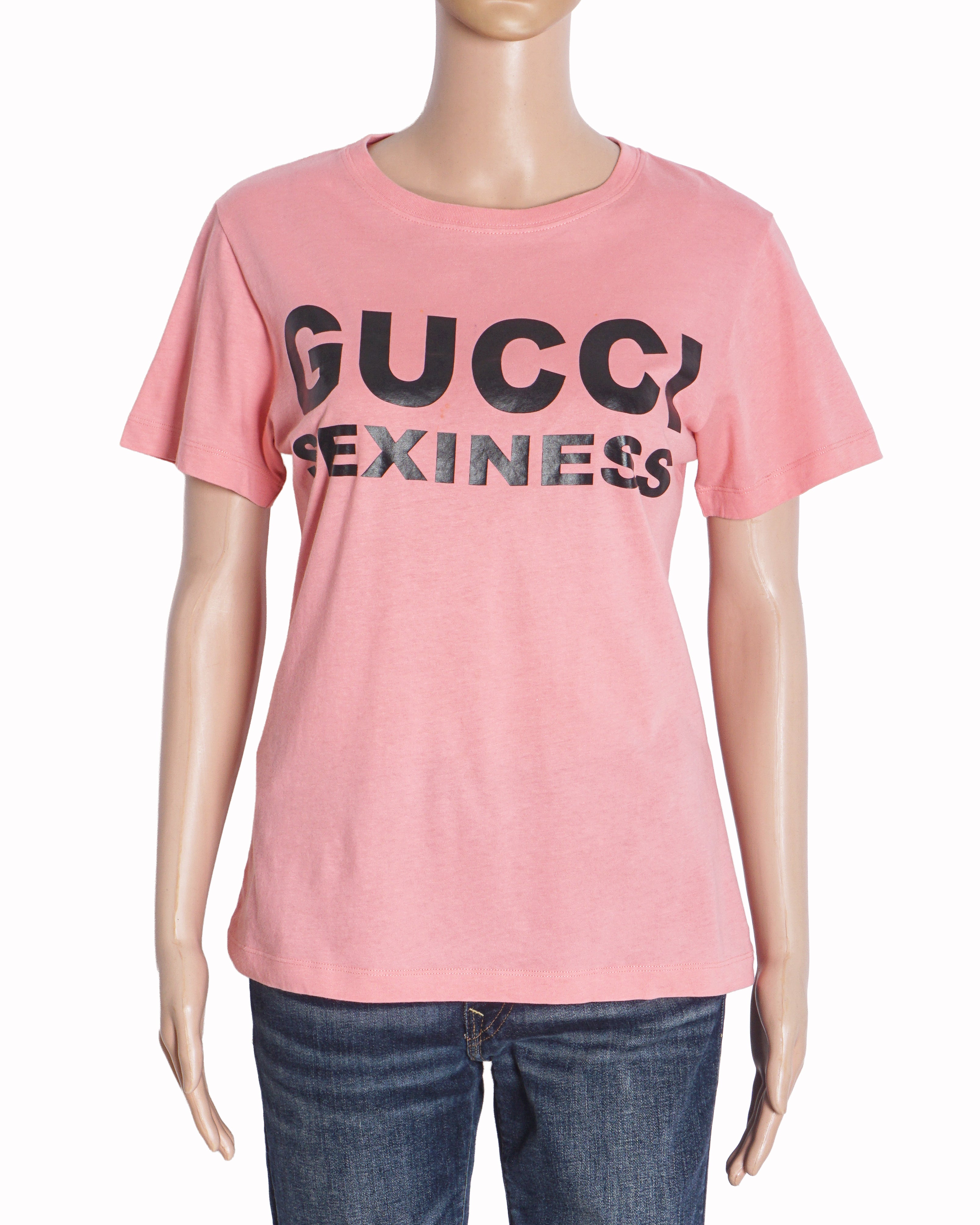 Gucci Pink Cotton GUCCI SEXINESS Logo T-Shirt