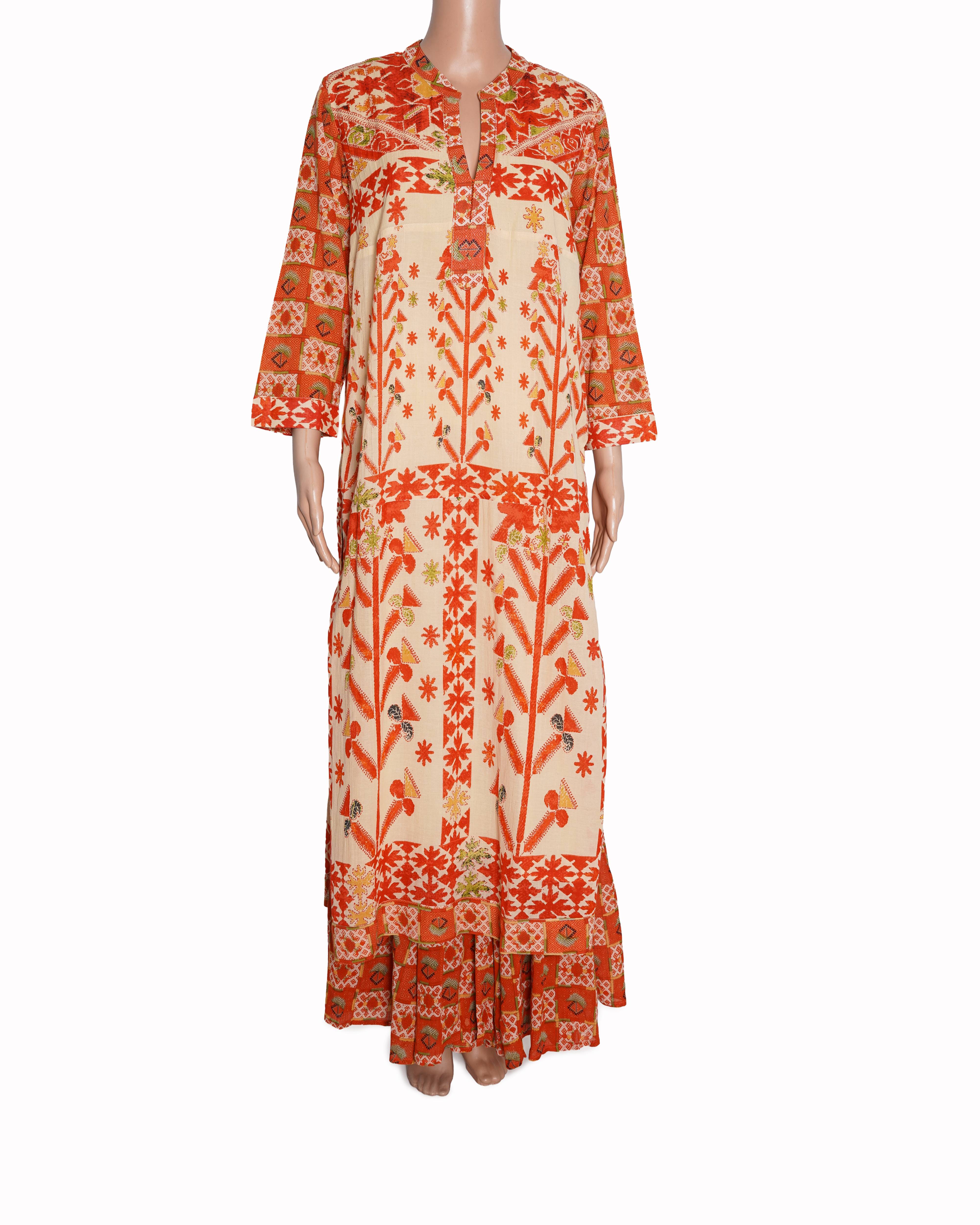 New Ritu Kumar Cream & Orange Printed Suit Set