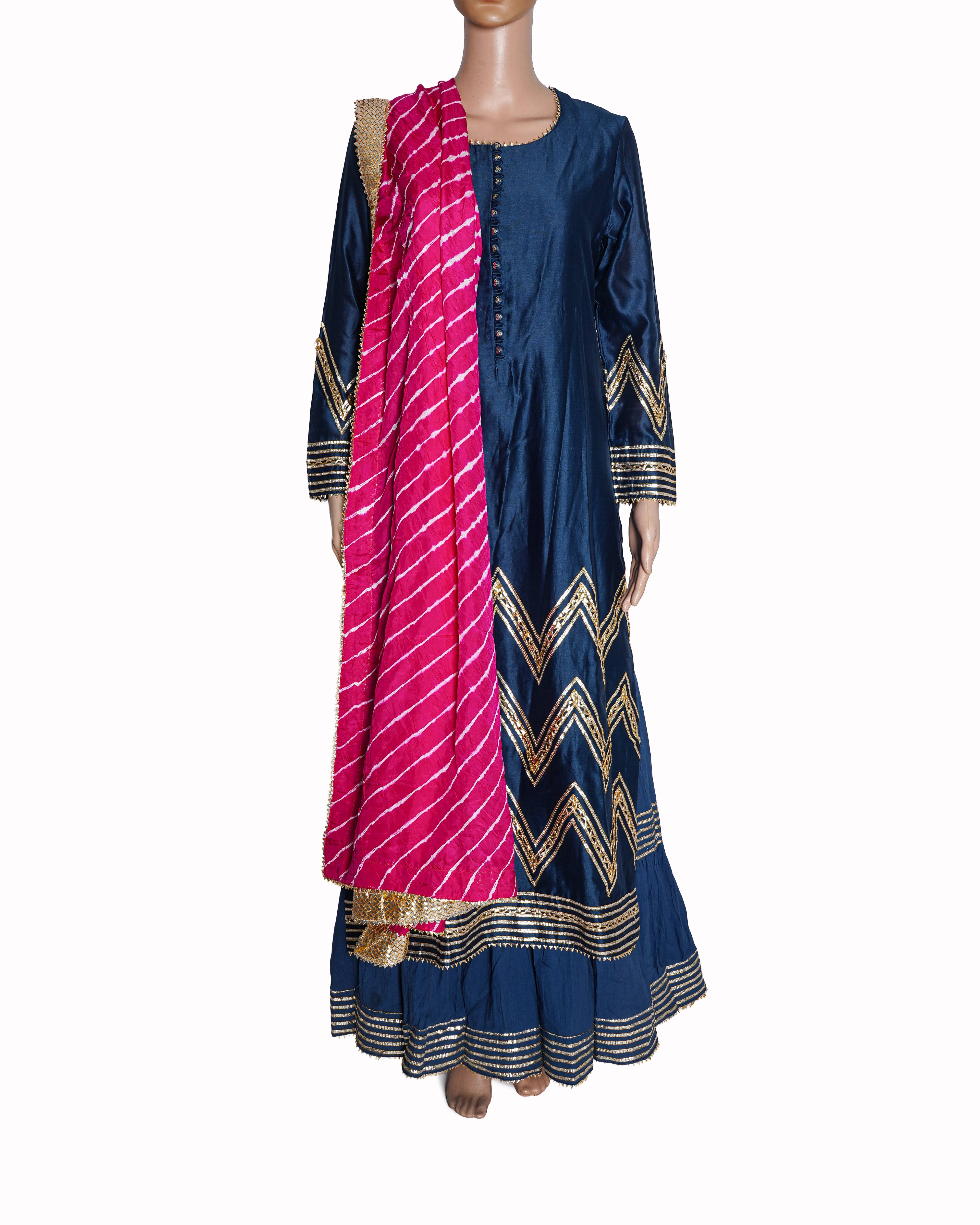 Anita Mody Teal Blue & Hot Pink Gota-Patti Sharara Set
