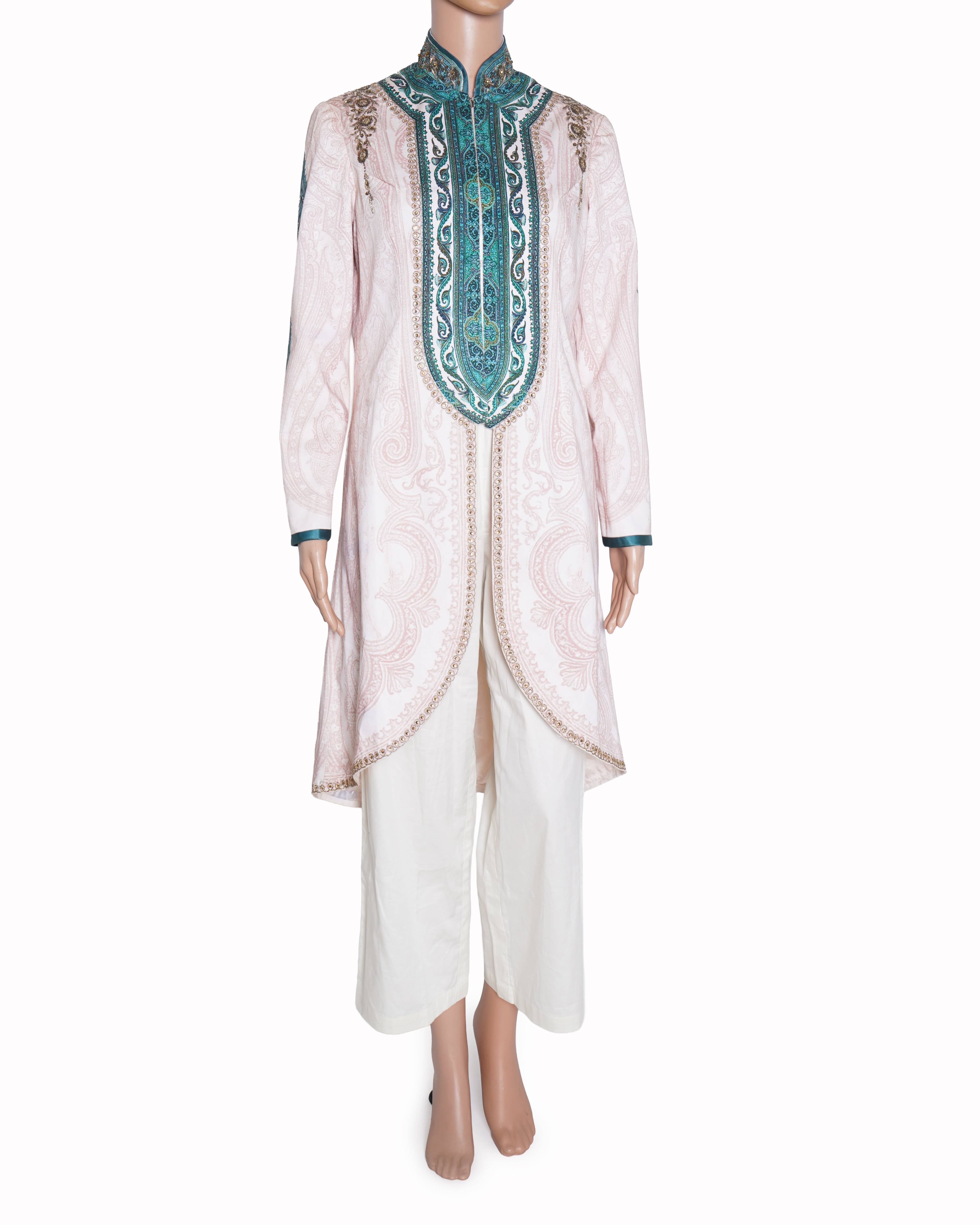 JJ Valaya Green & Pink kurta