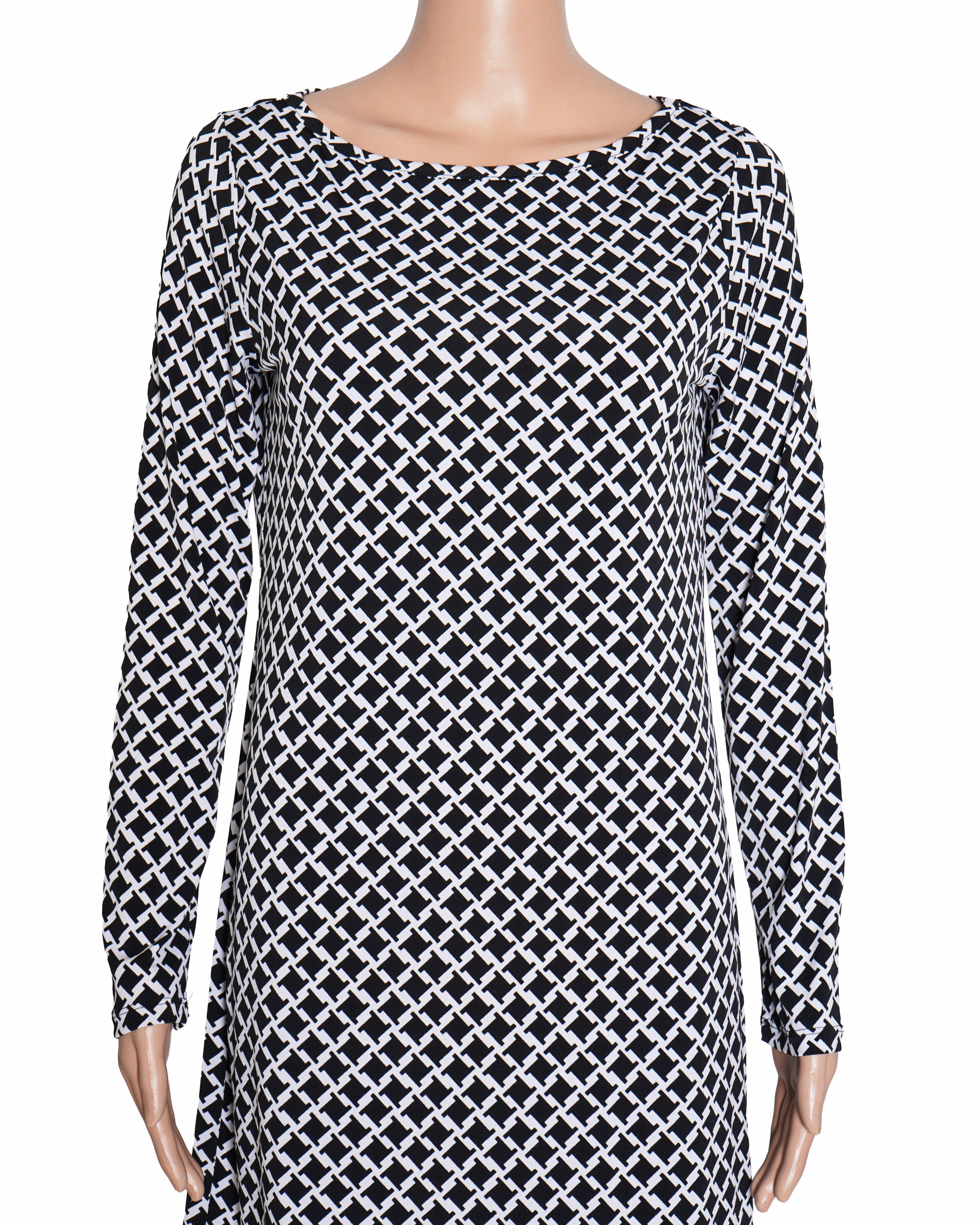 Michael Kors Bermont Border Dress in Black & White