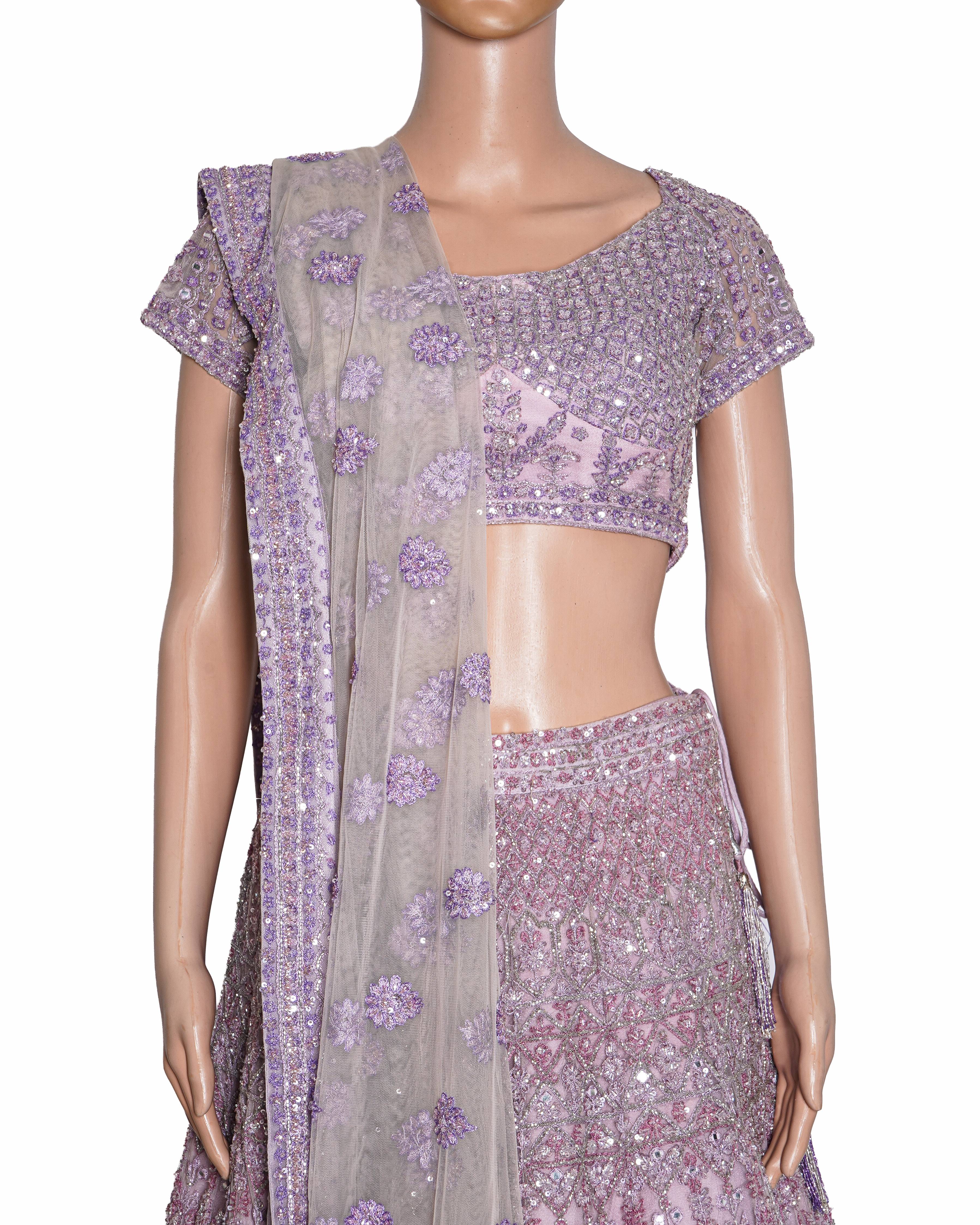 Kalki Fashion Lavender Sequin & Beadwork Lehenga Set