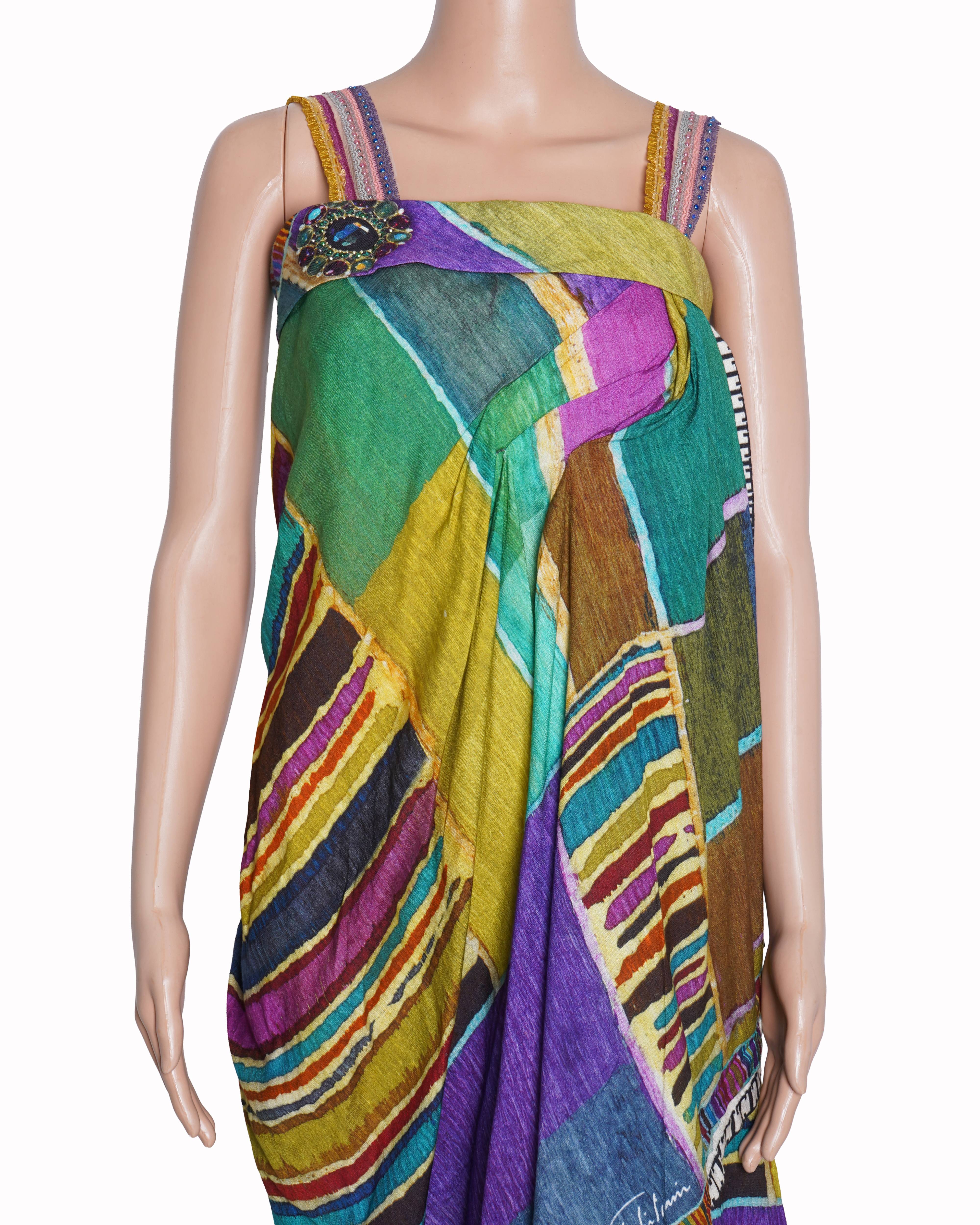 Tarun Tahiliani Drape Printed Dress