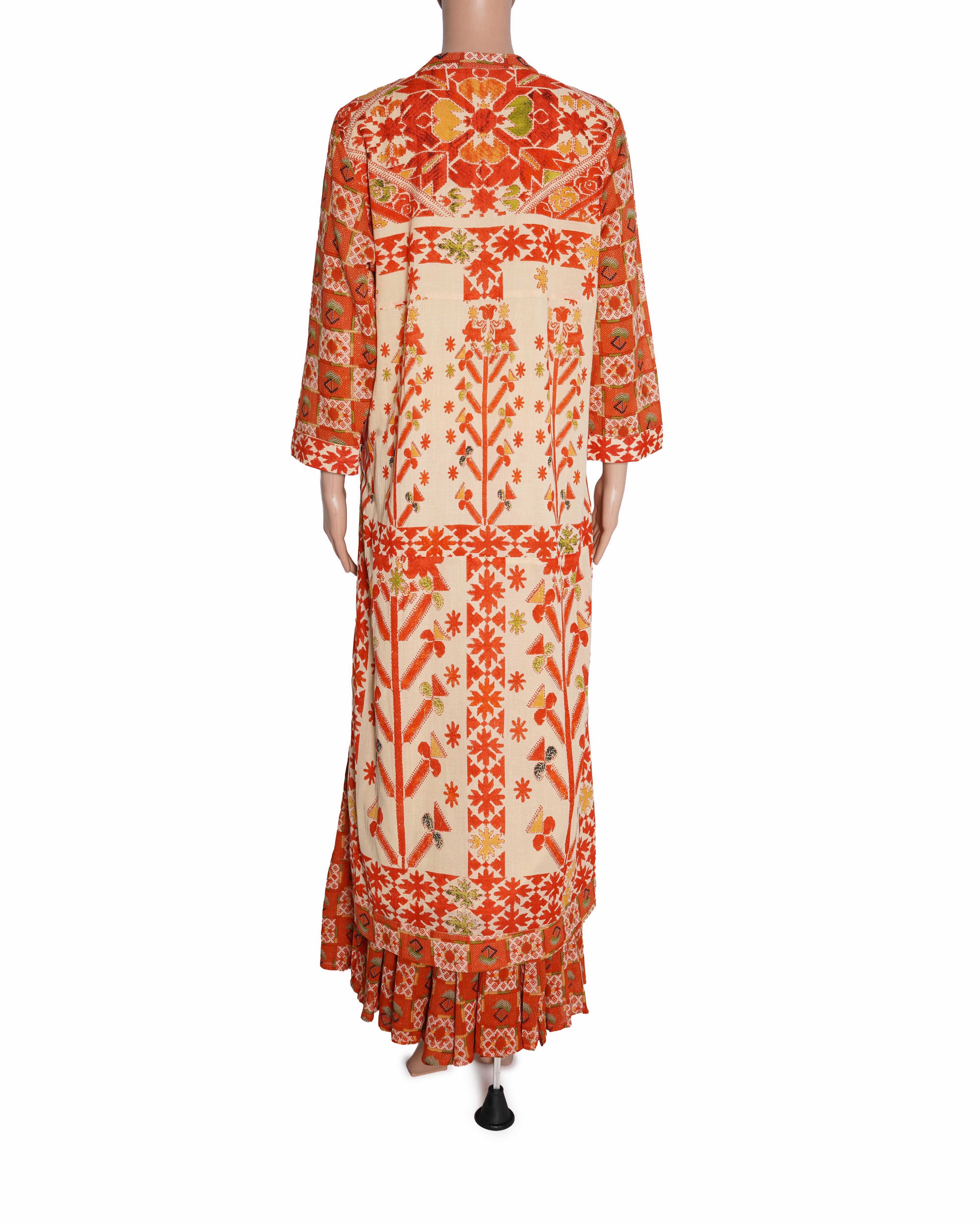 New Ritu Kumar Cream & Orange Printed Suit Set