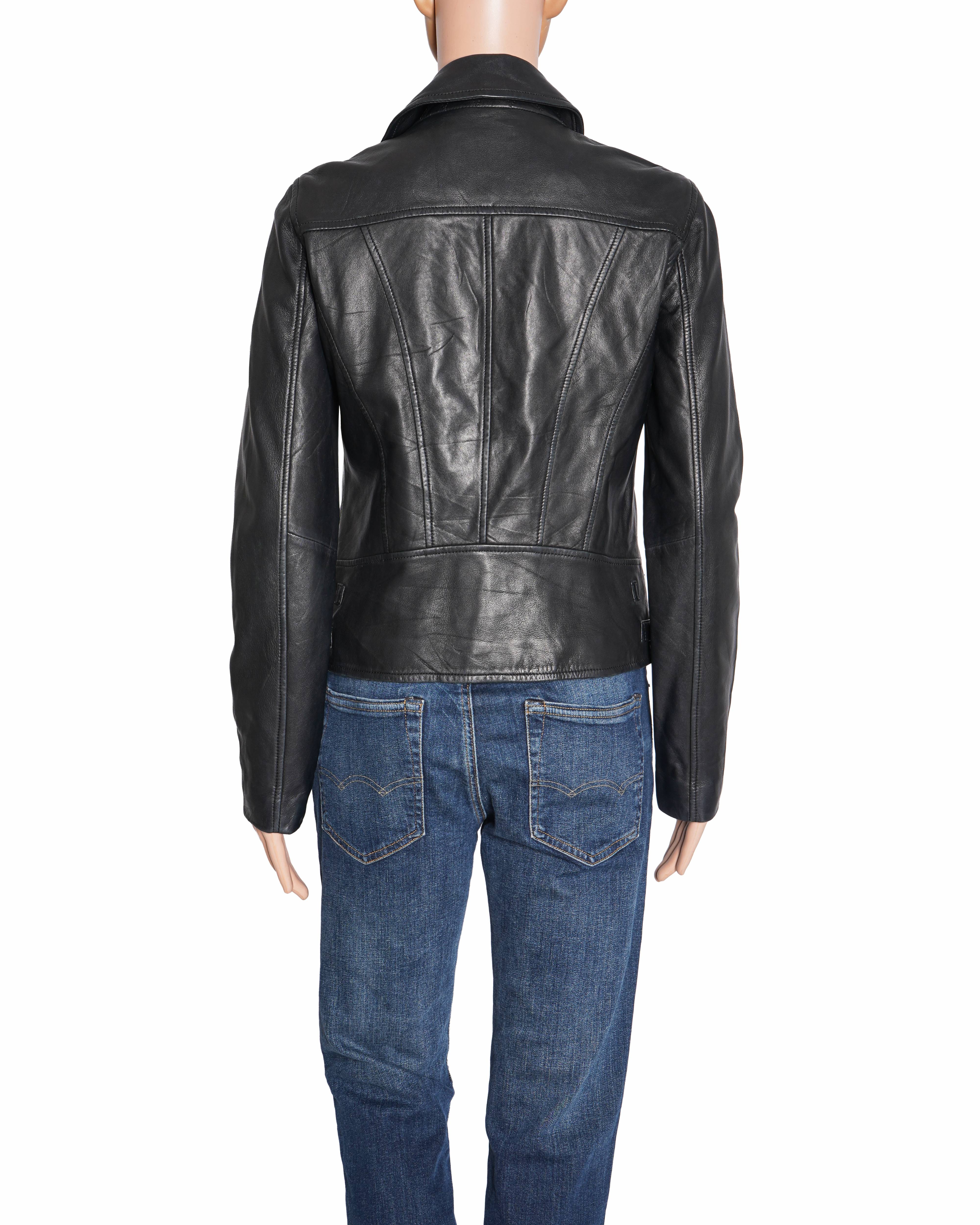 Massimo Dutti black leather jacket