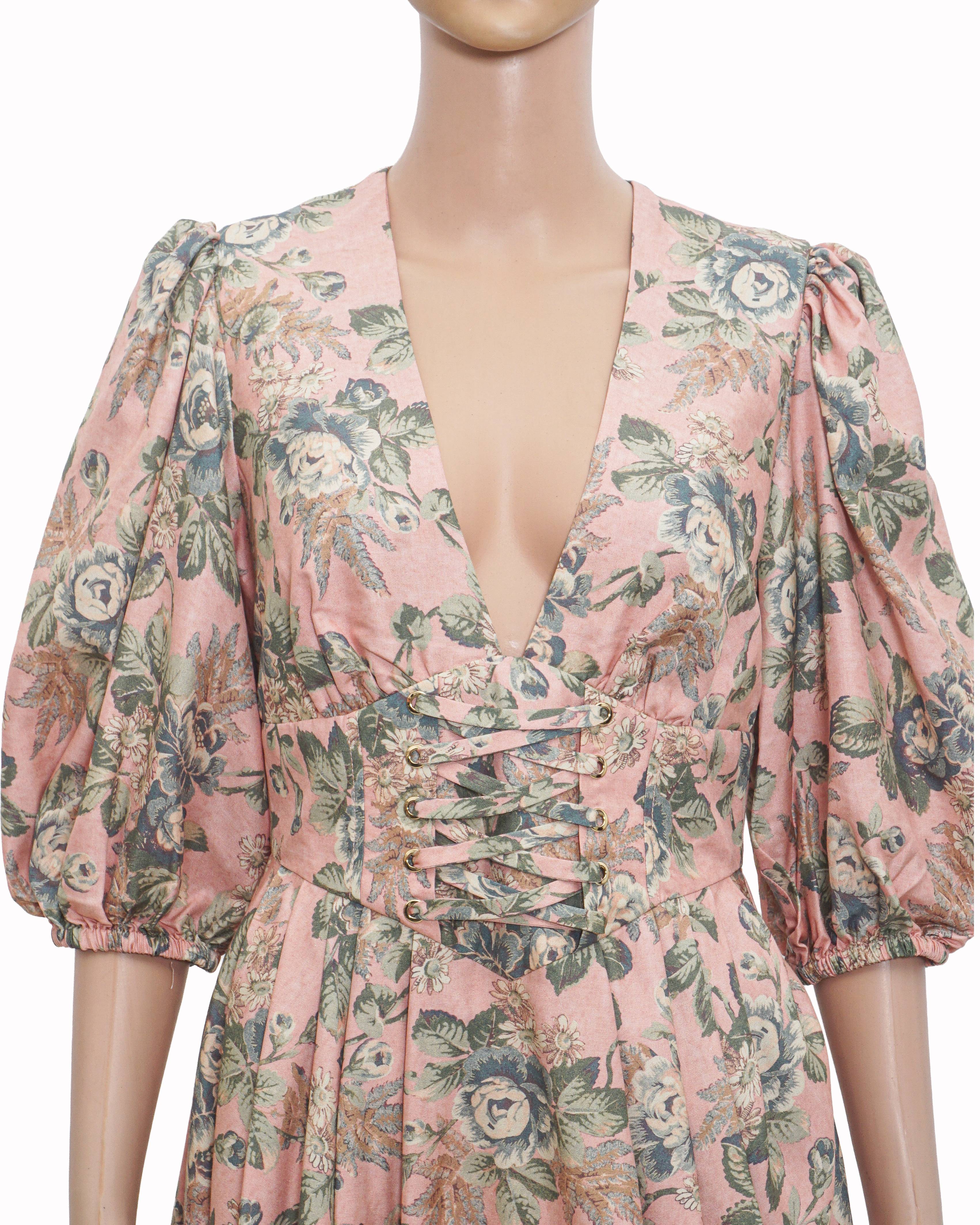 Zimmermann Tempest Lace Up Mini Dress Rouge
