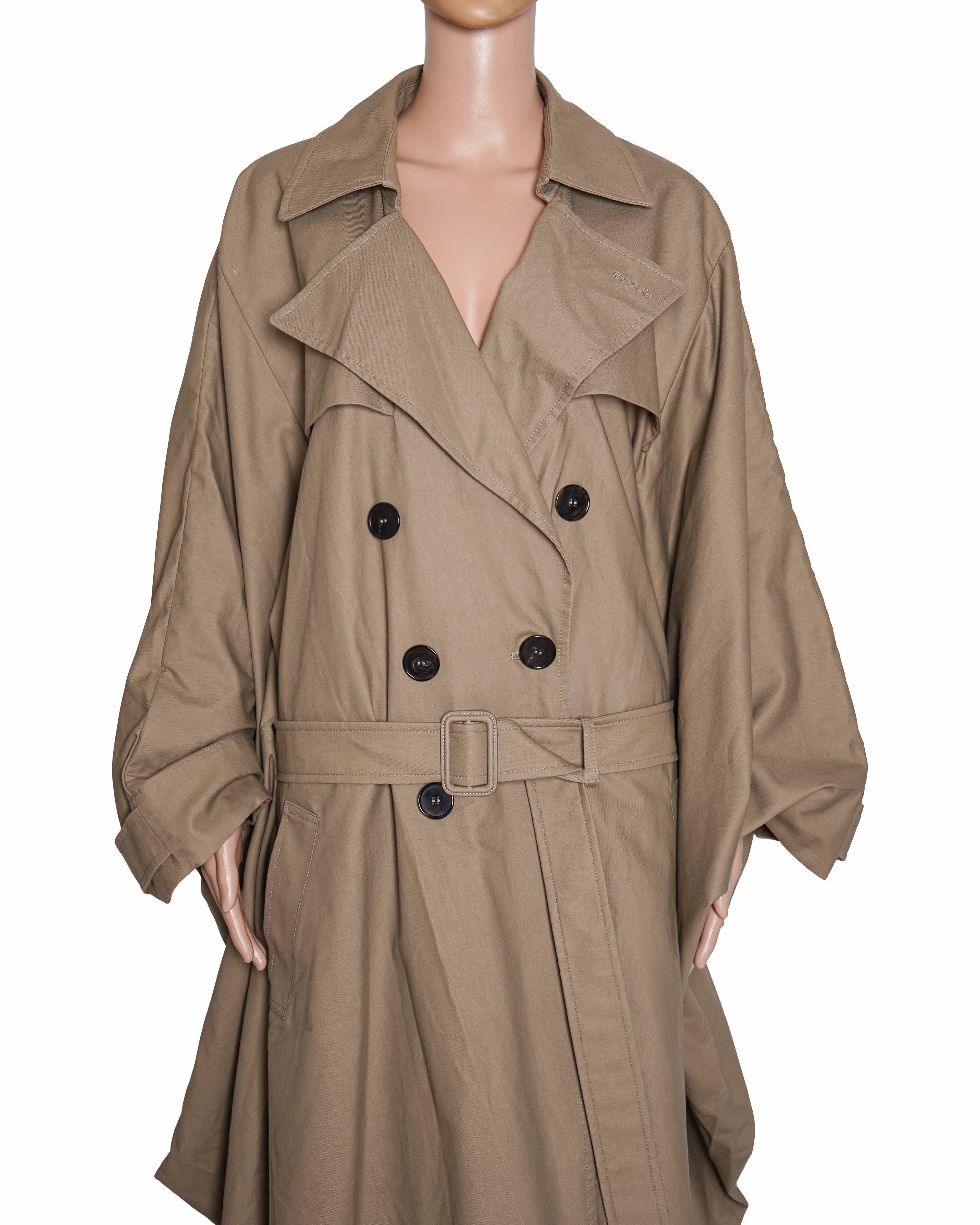 Saint Laurent Beige Oversized Double-Breasted Cotton Trench Coat