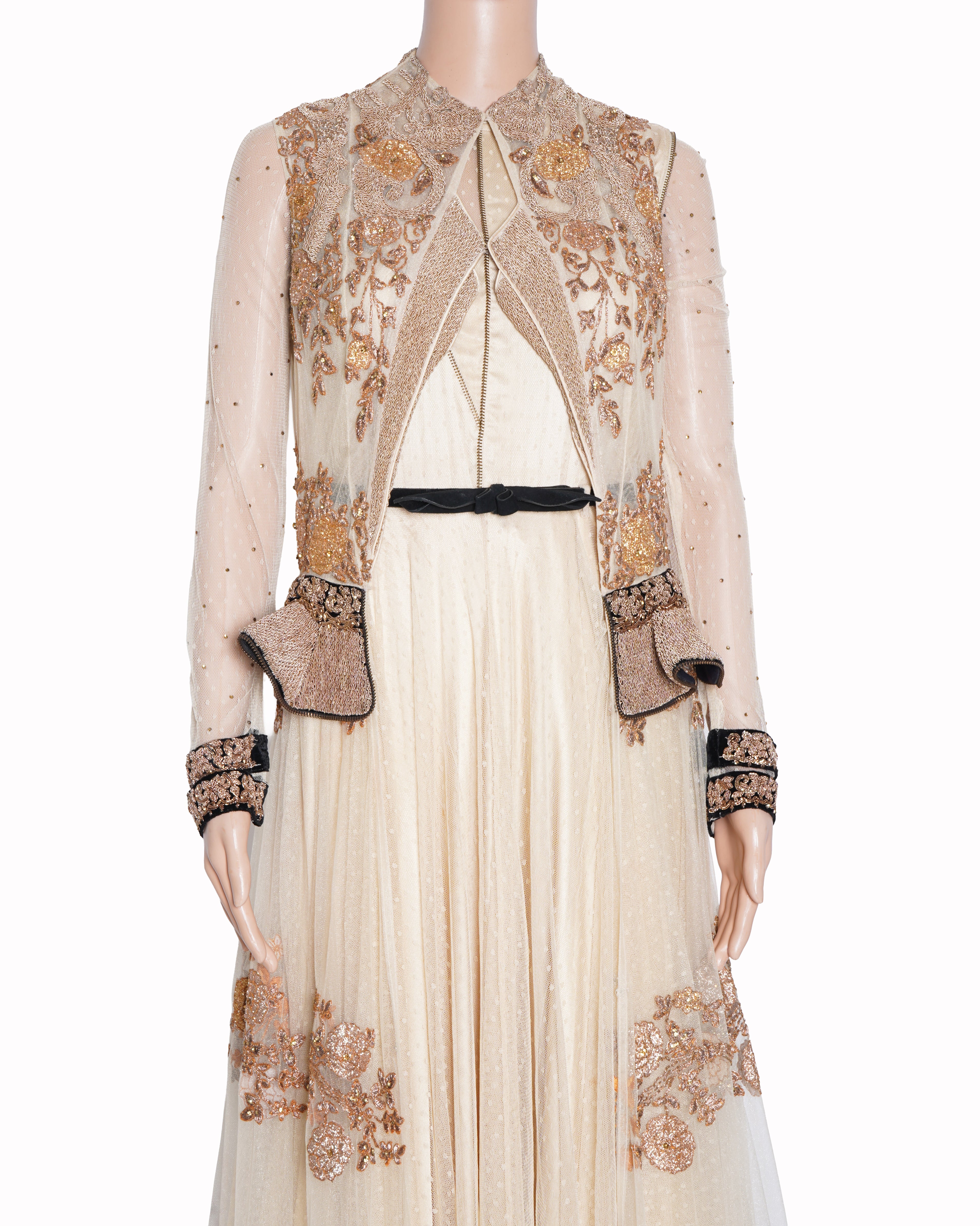 Dolly j embroidered beige gown set of 2