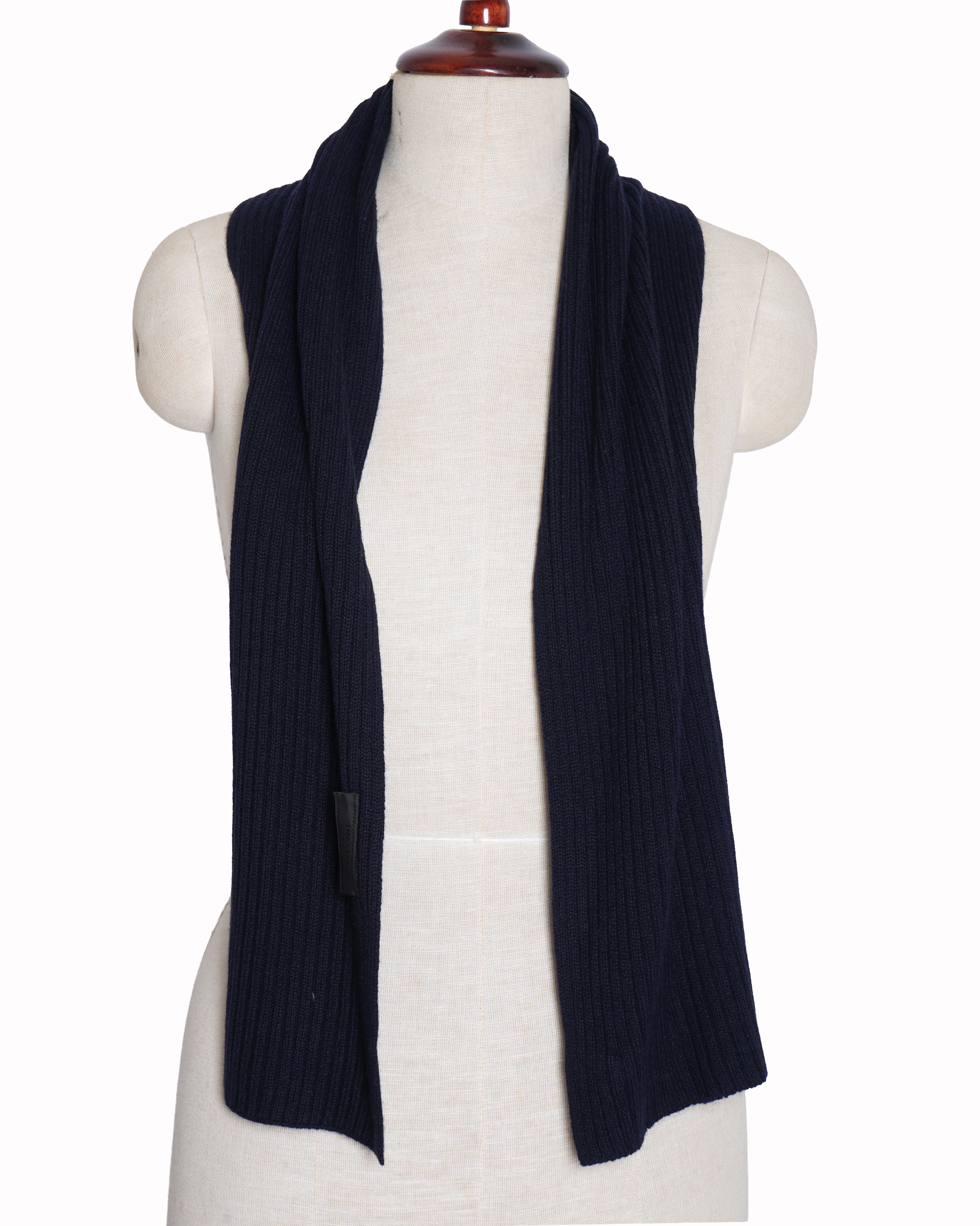 New Prada navy blue woollen scarf