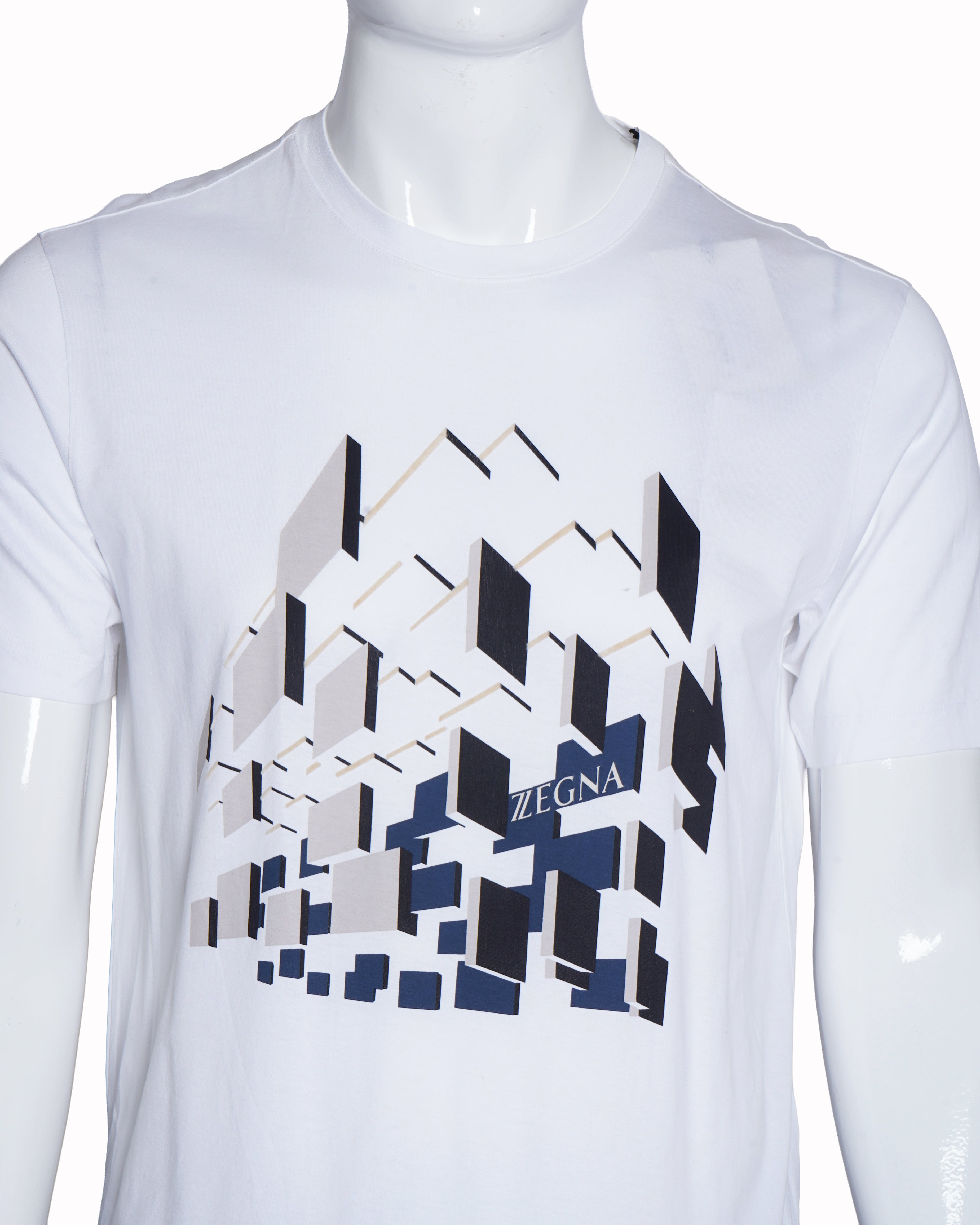New Zegna white printed t-shirt for men