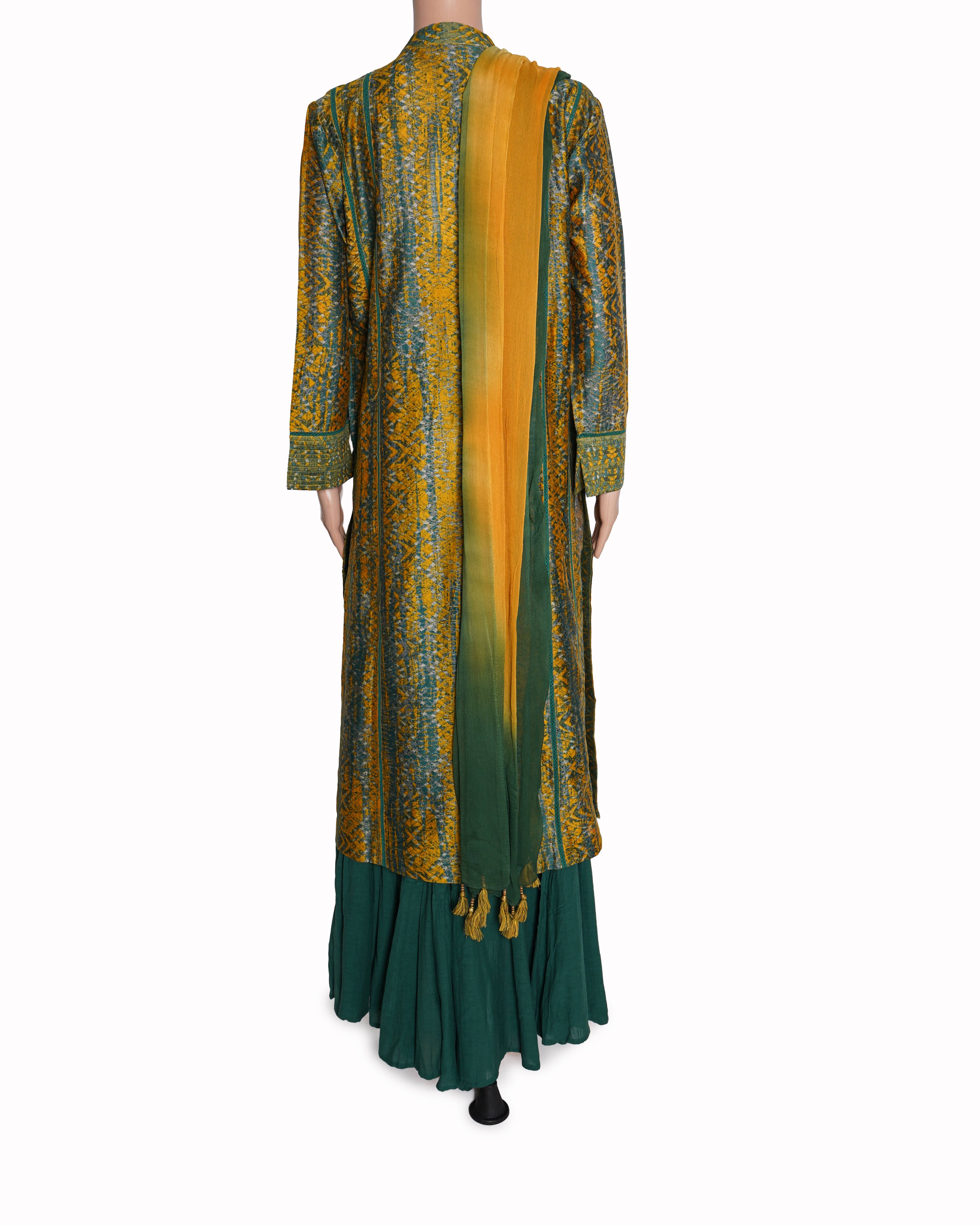 New Ritu Kumar Yellow & Green Printed Sharara Set Of 3