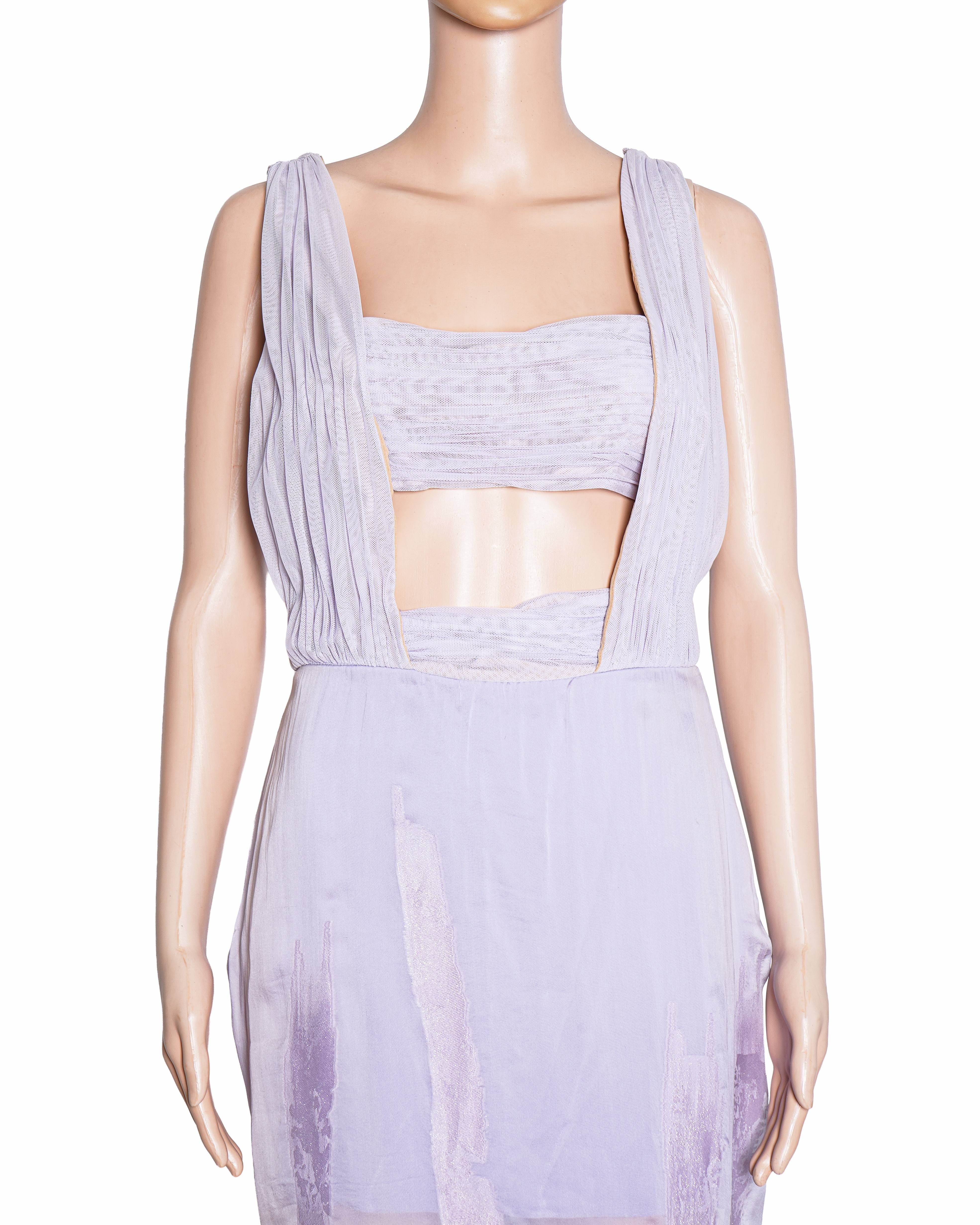 Versace Silk Cut-Out Maxi Dress In Lavender