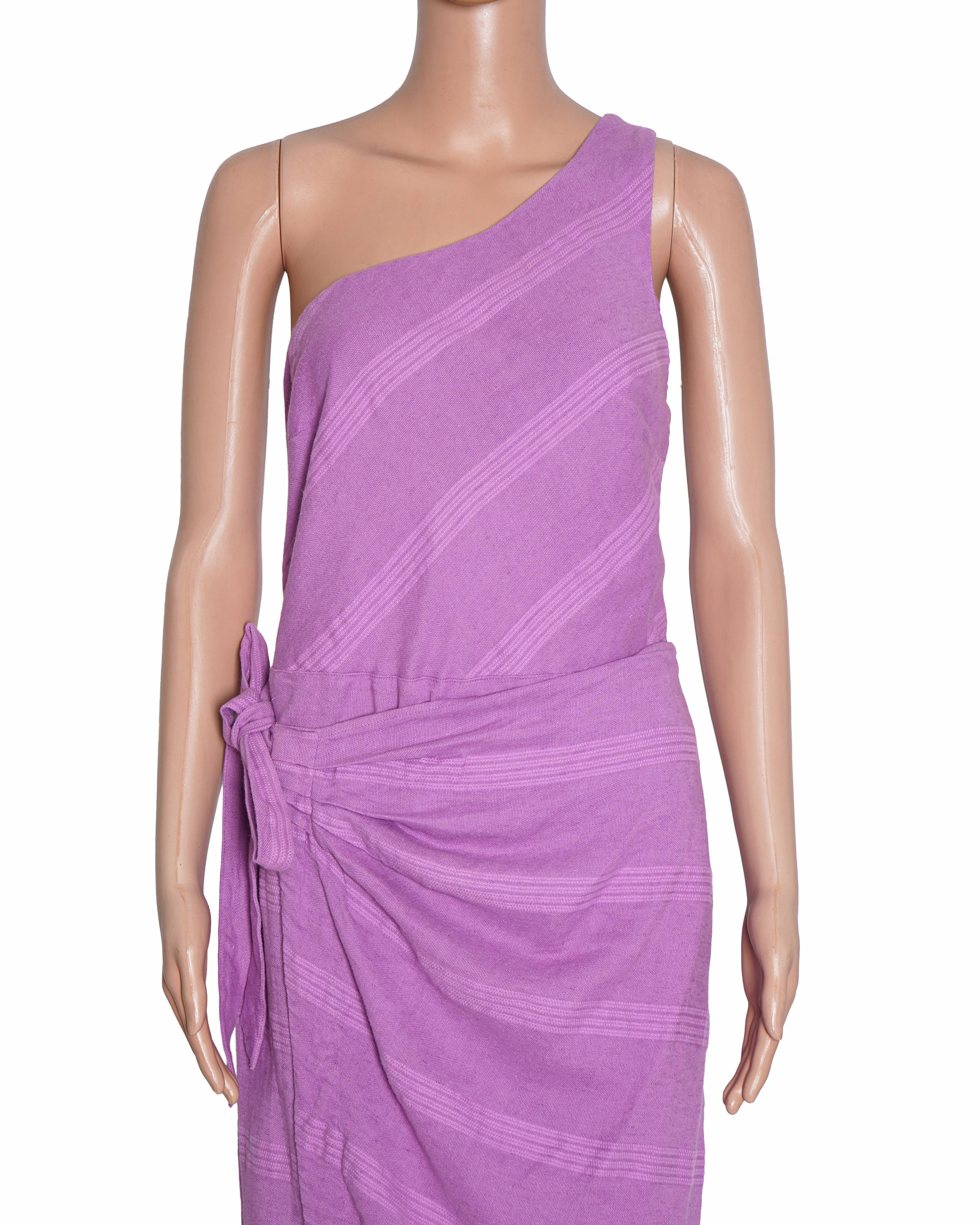 Free People Purple One-Shoulder Smocked Wrap Dress