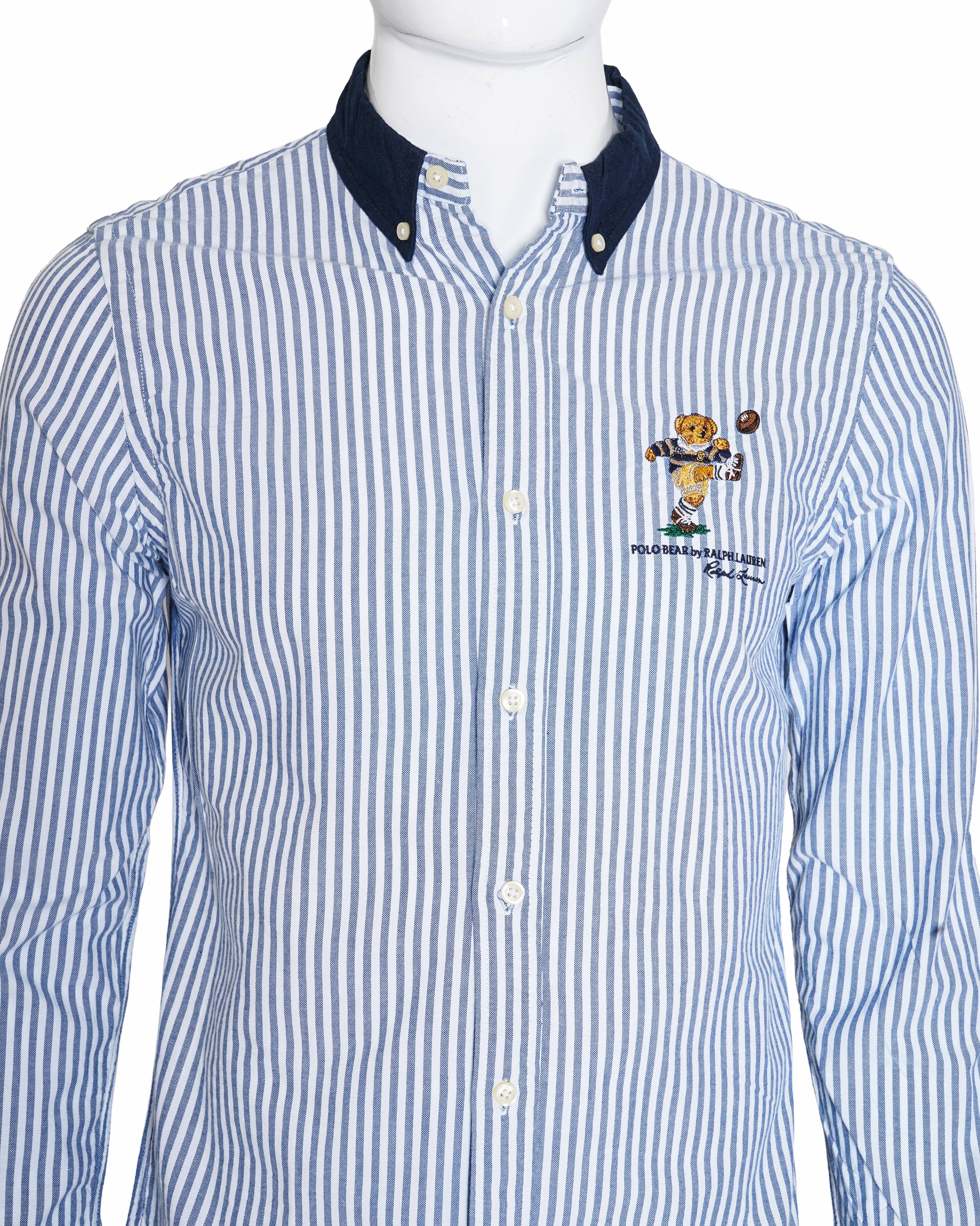 Polo Ralph Lauren Blue Striped Polo Bear Shirt