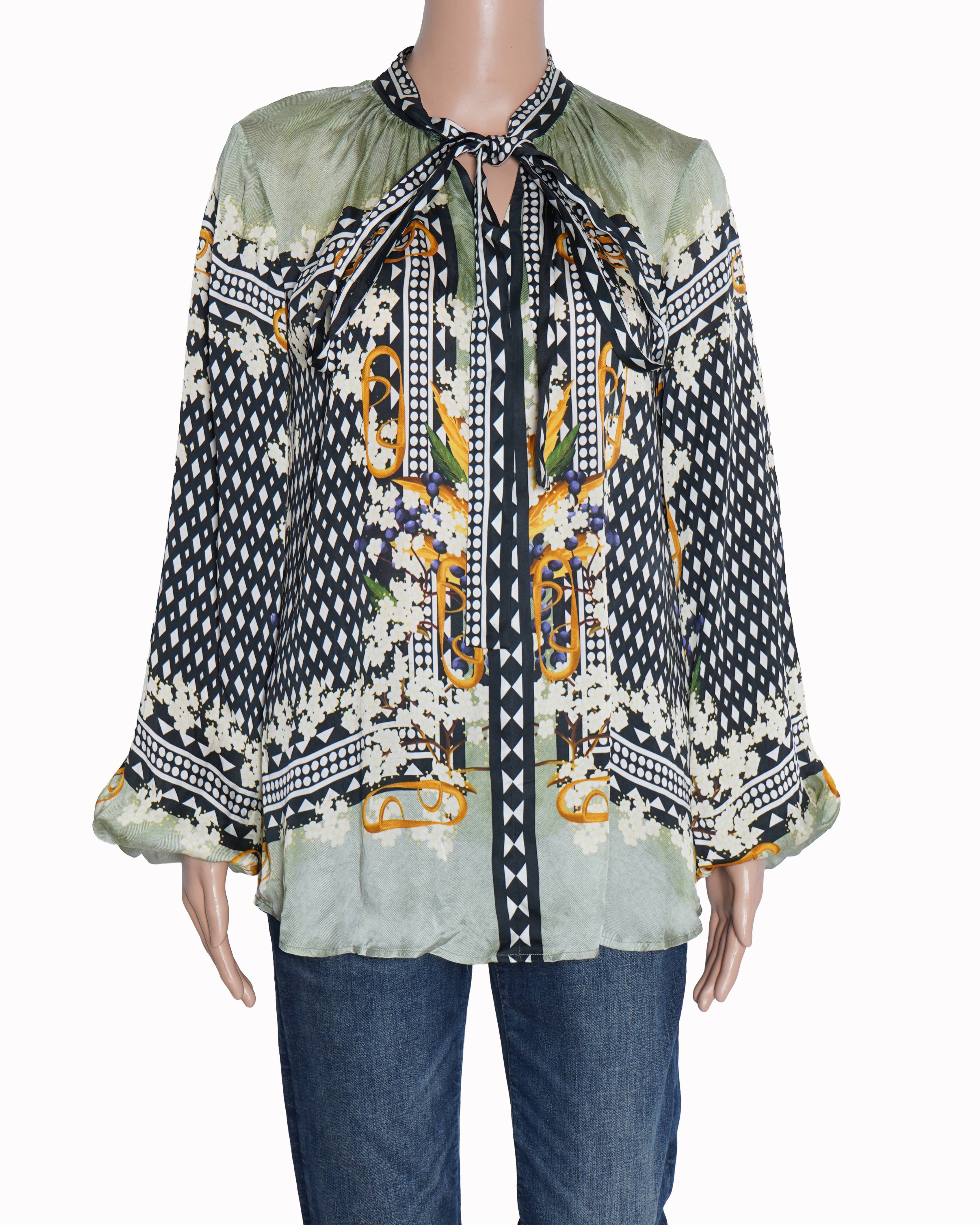 Falguni Shane Peacock sage green printed shirt