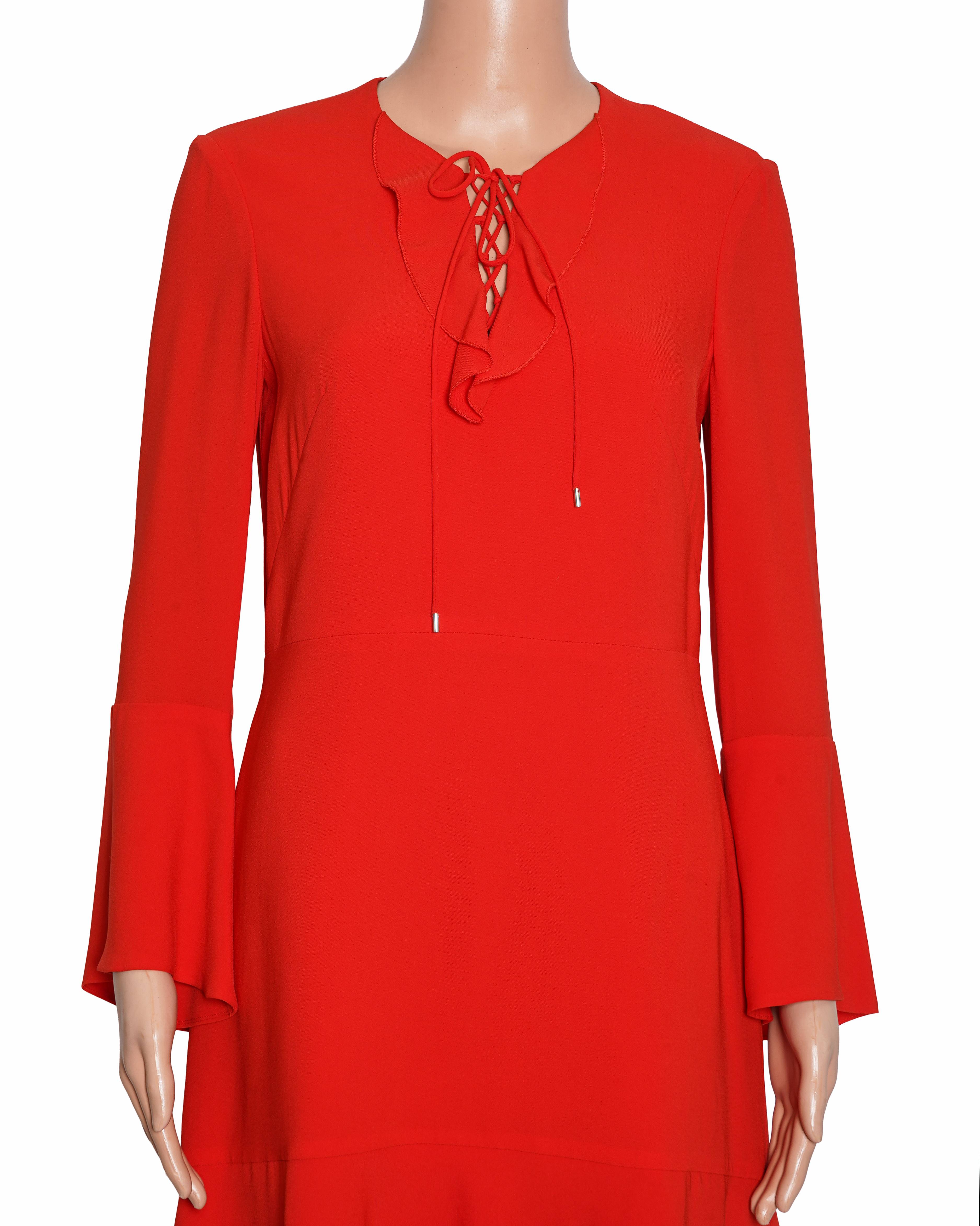 Karen Millen Bell Sleeve Dress In Red