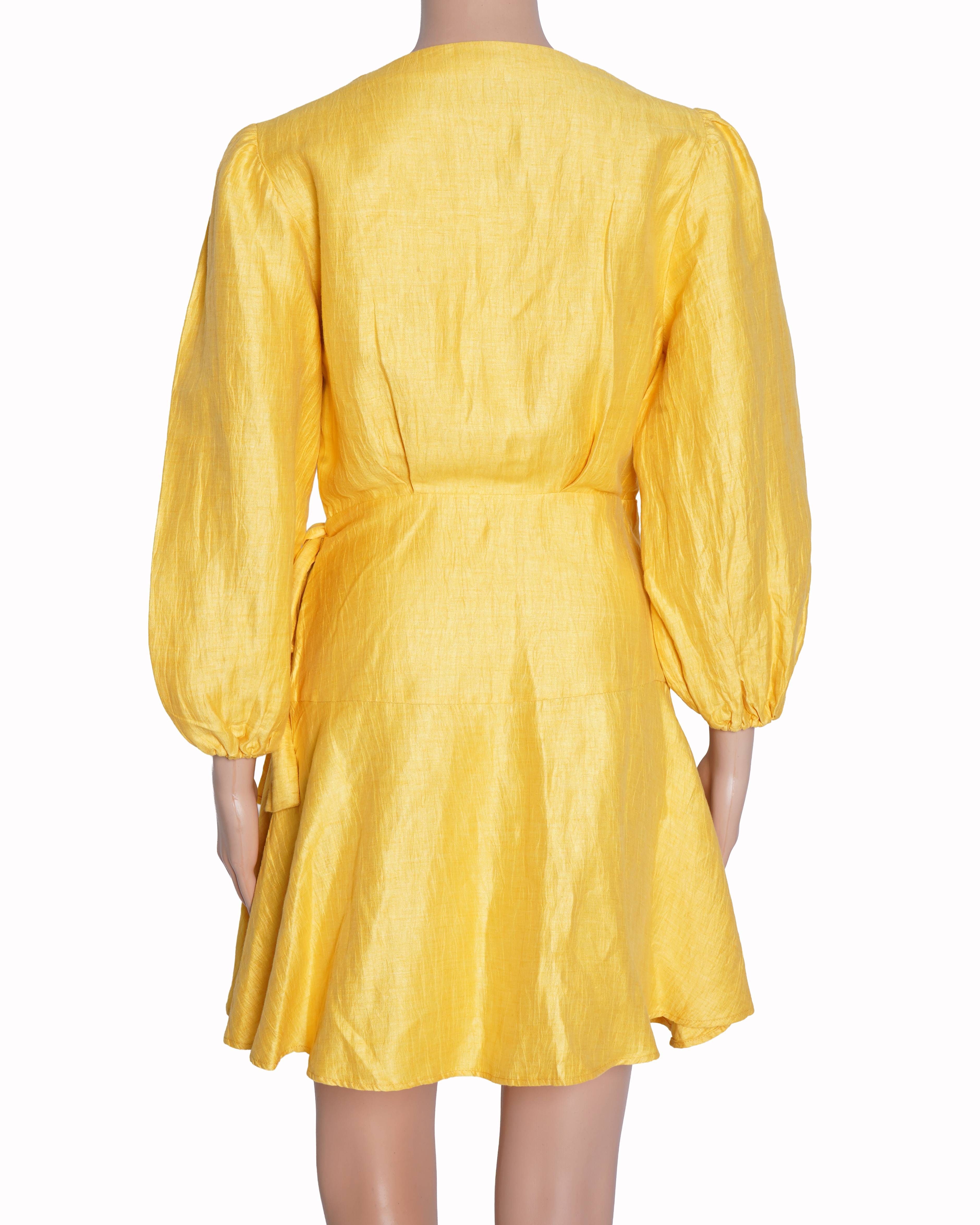 Maje Yellow Mini Wrap Dress