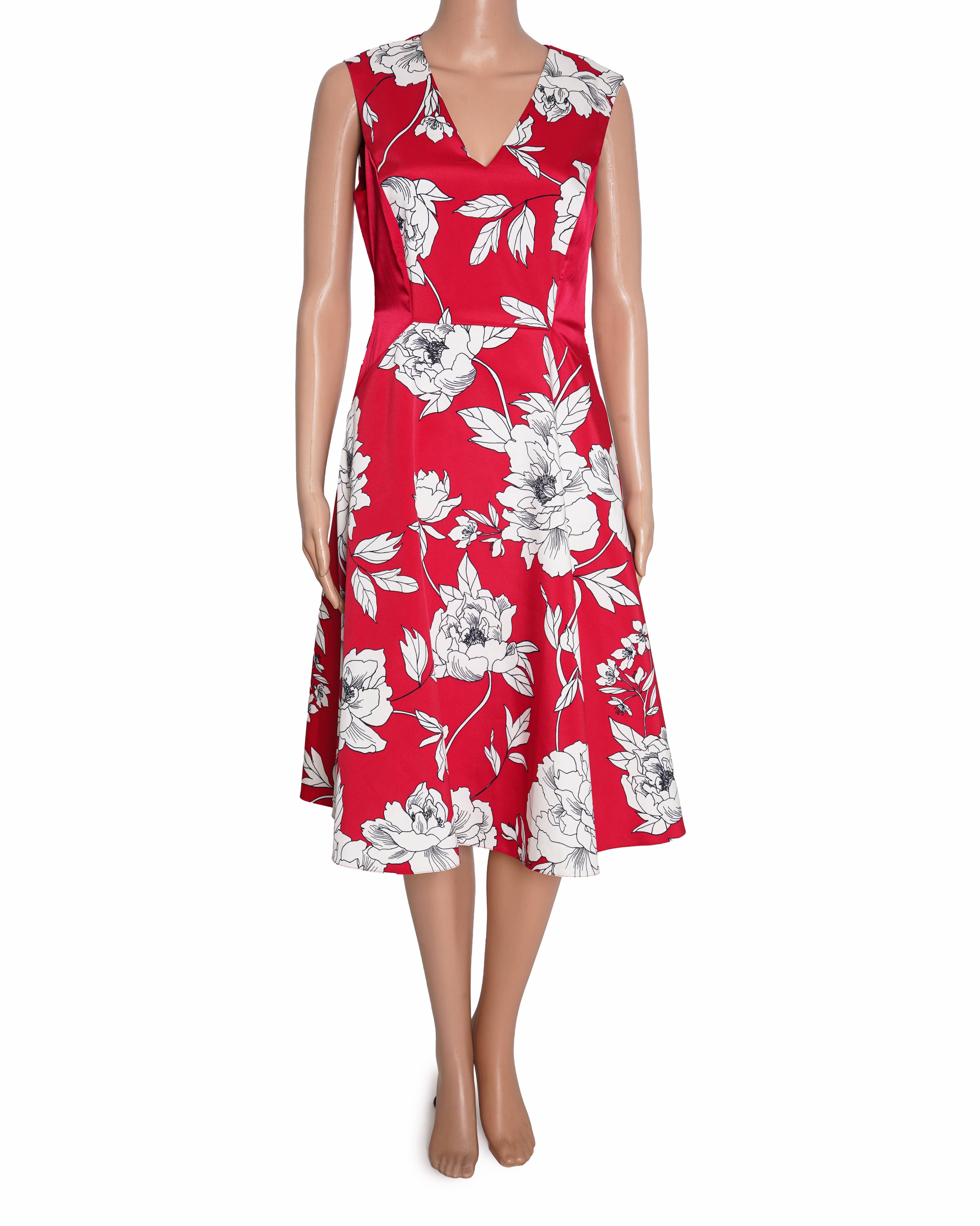 Phase Eight Floral Printed Dress In Red