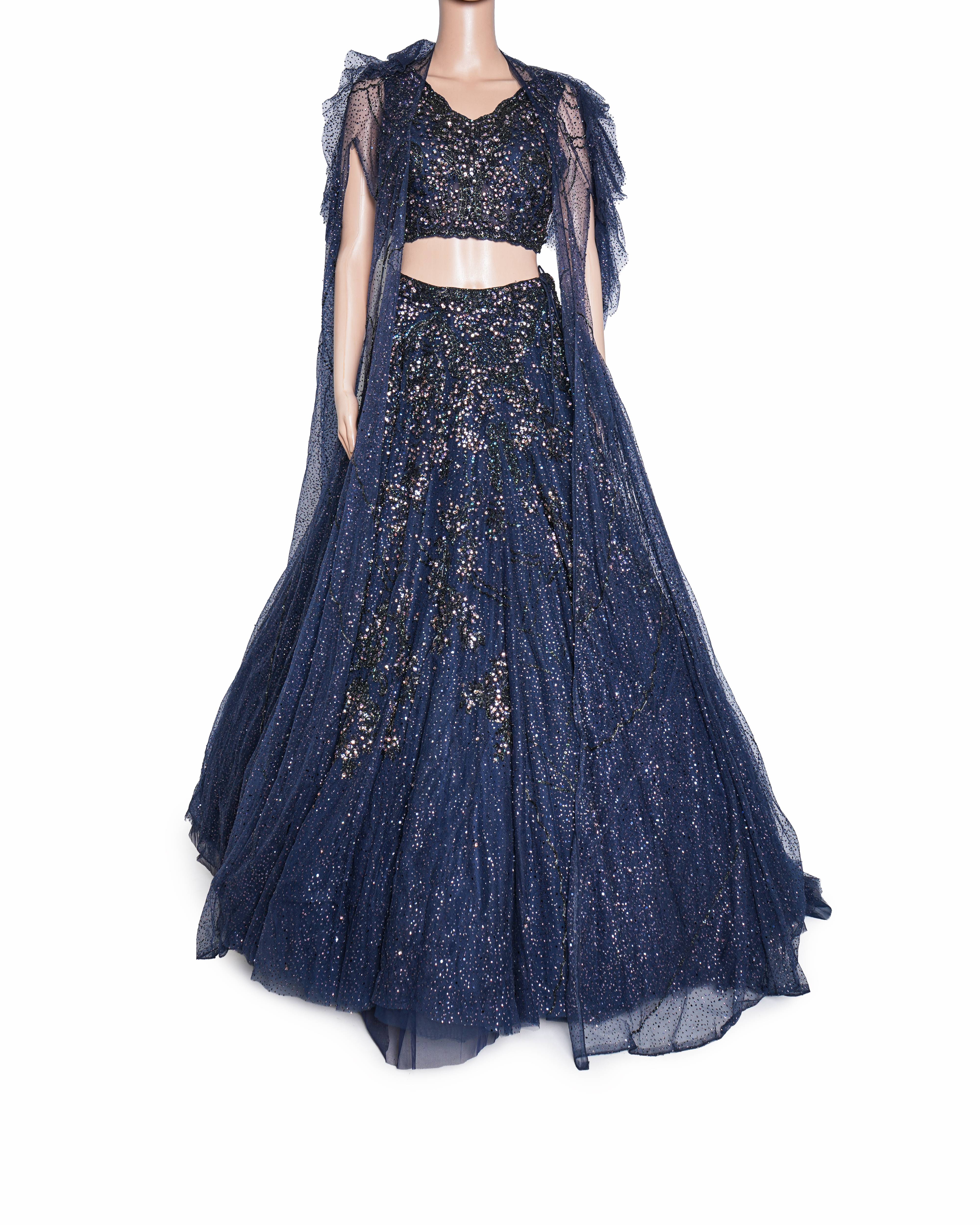 Dolly J Midnight Blue Embellished Lehenga Set