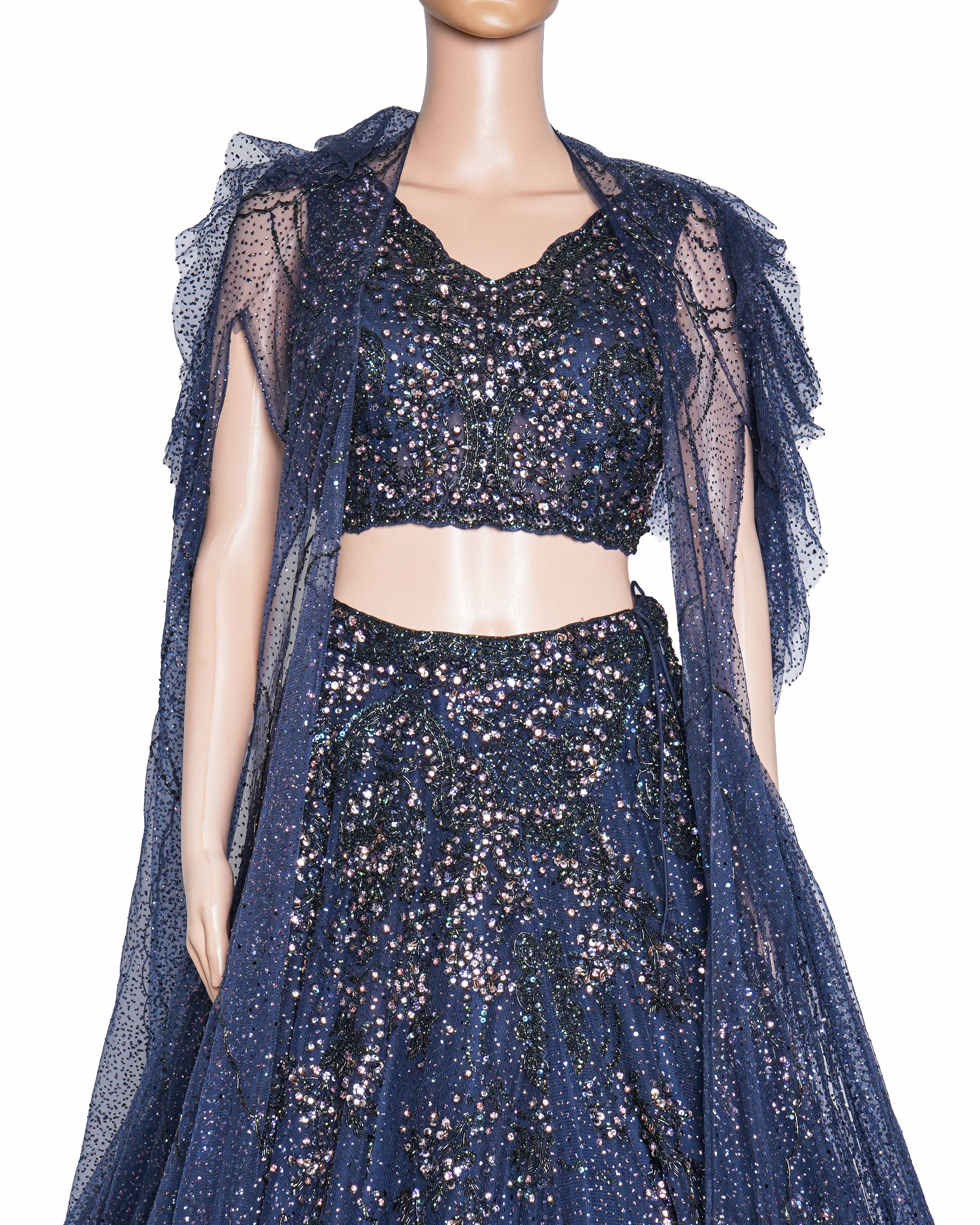 Dolly J Midnight Blue Embellished Lehenga Set