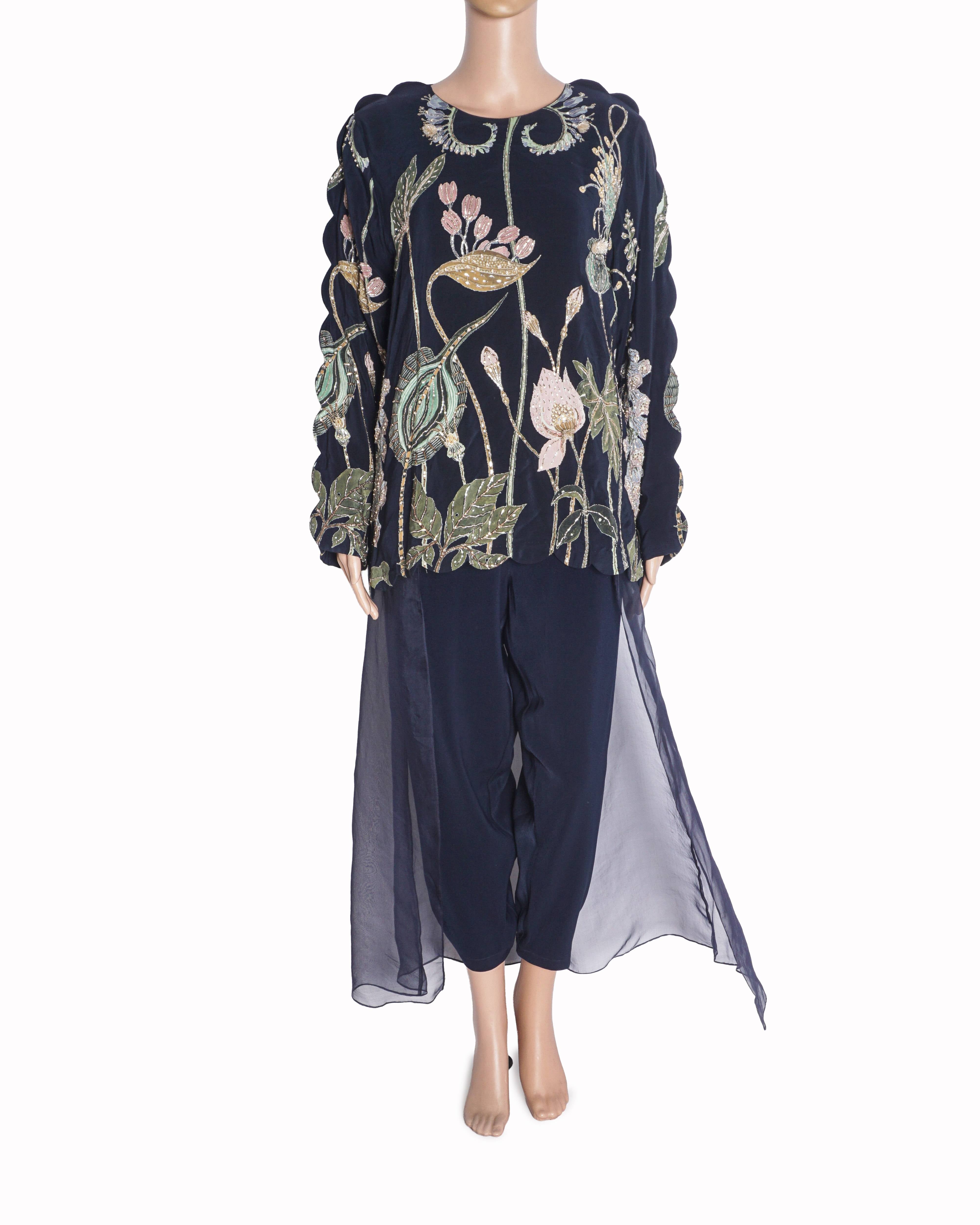 Payal Singhal Navy Blue Embroidered Kurta Set