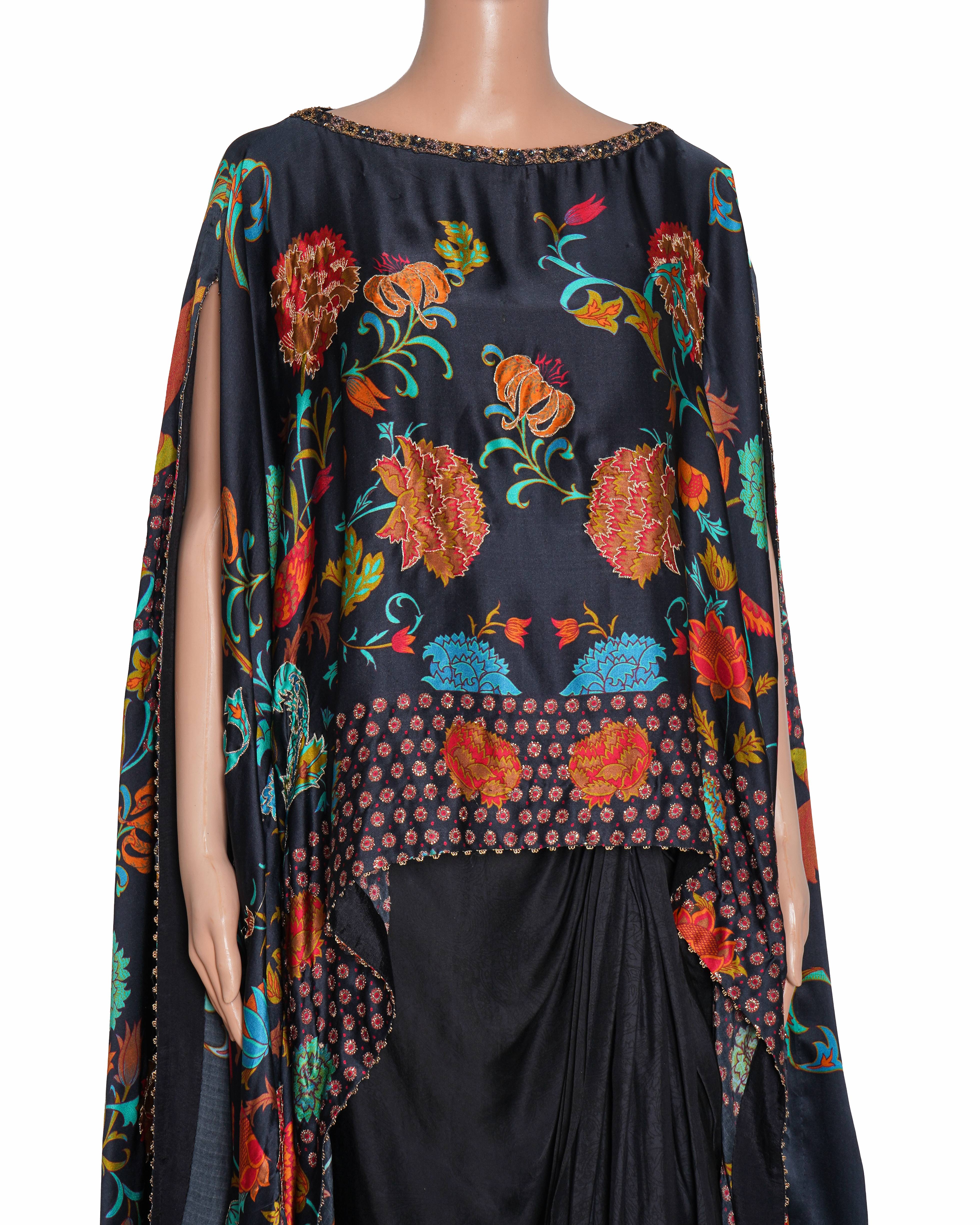 Ritu Kumar Black and Multi-Color Calico ensemble set of 2