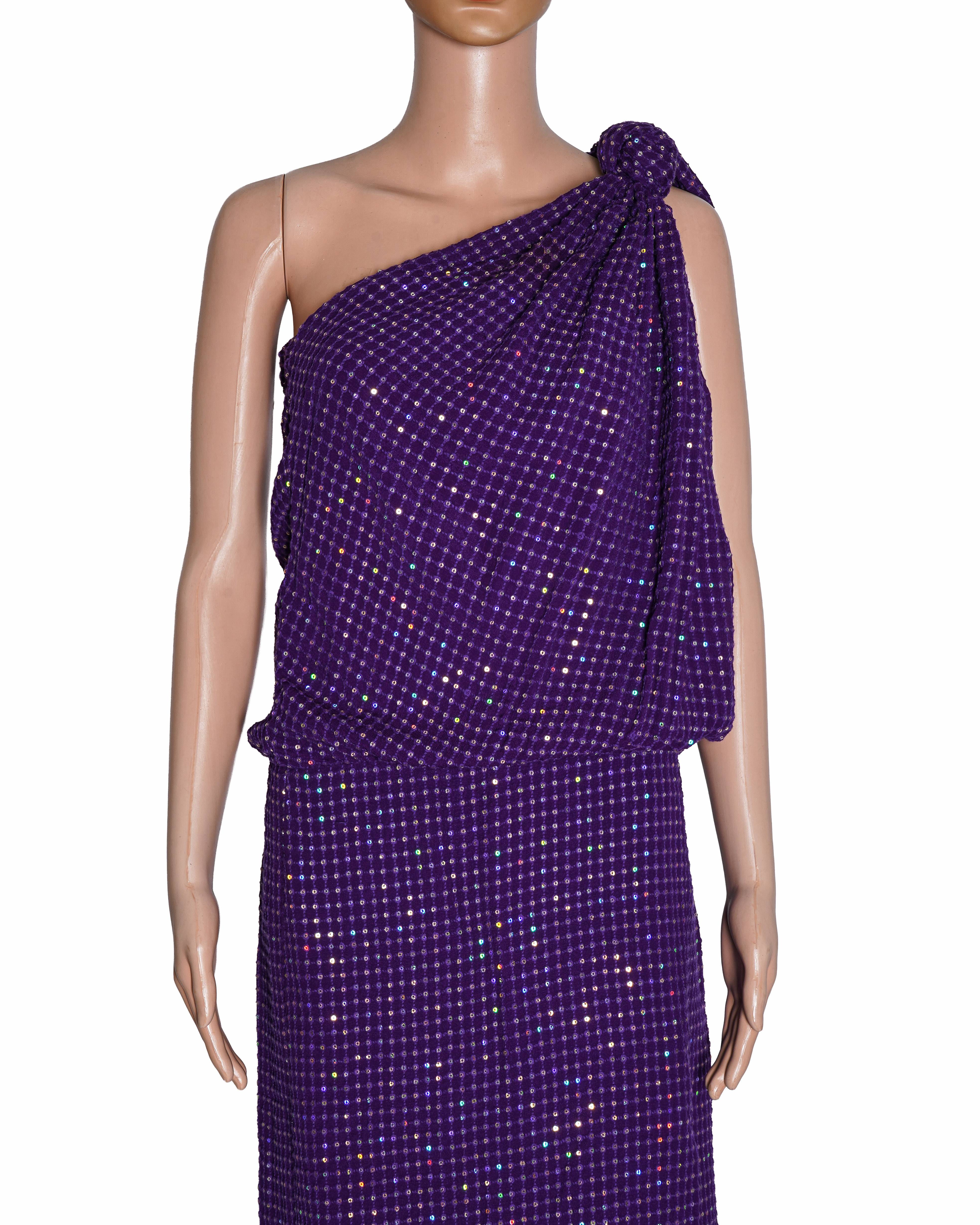 Kangana Trehan One-Shoulder Purple Sequined Dress