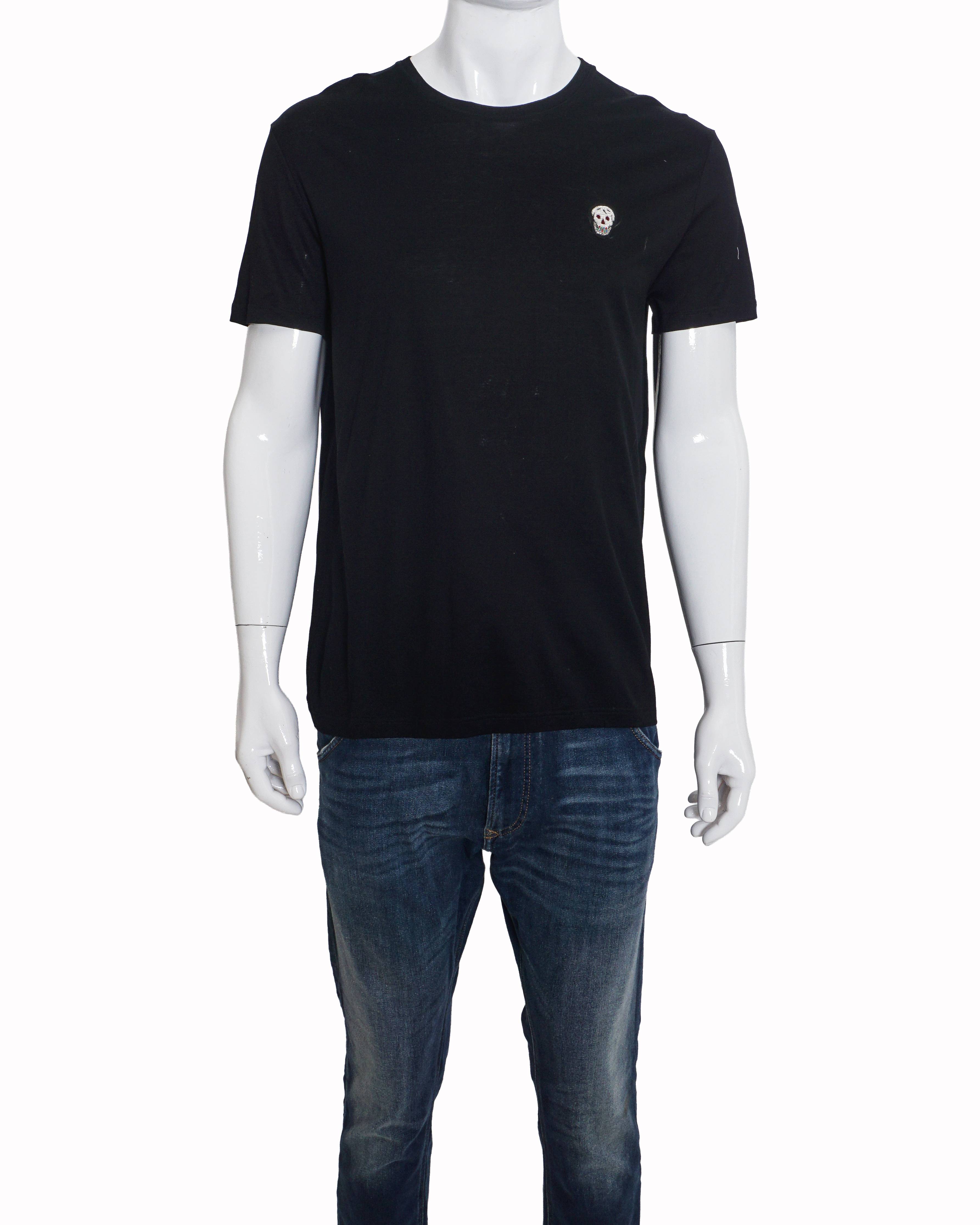 Alexander McQueen Black Cotton Skull Badge Men's T-Shirt