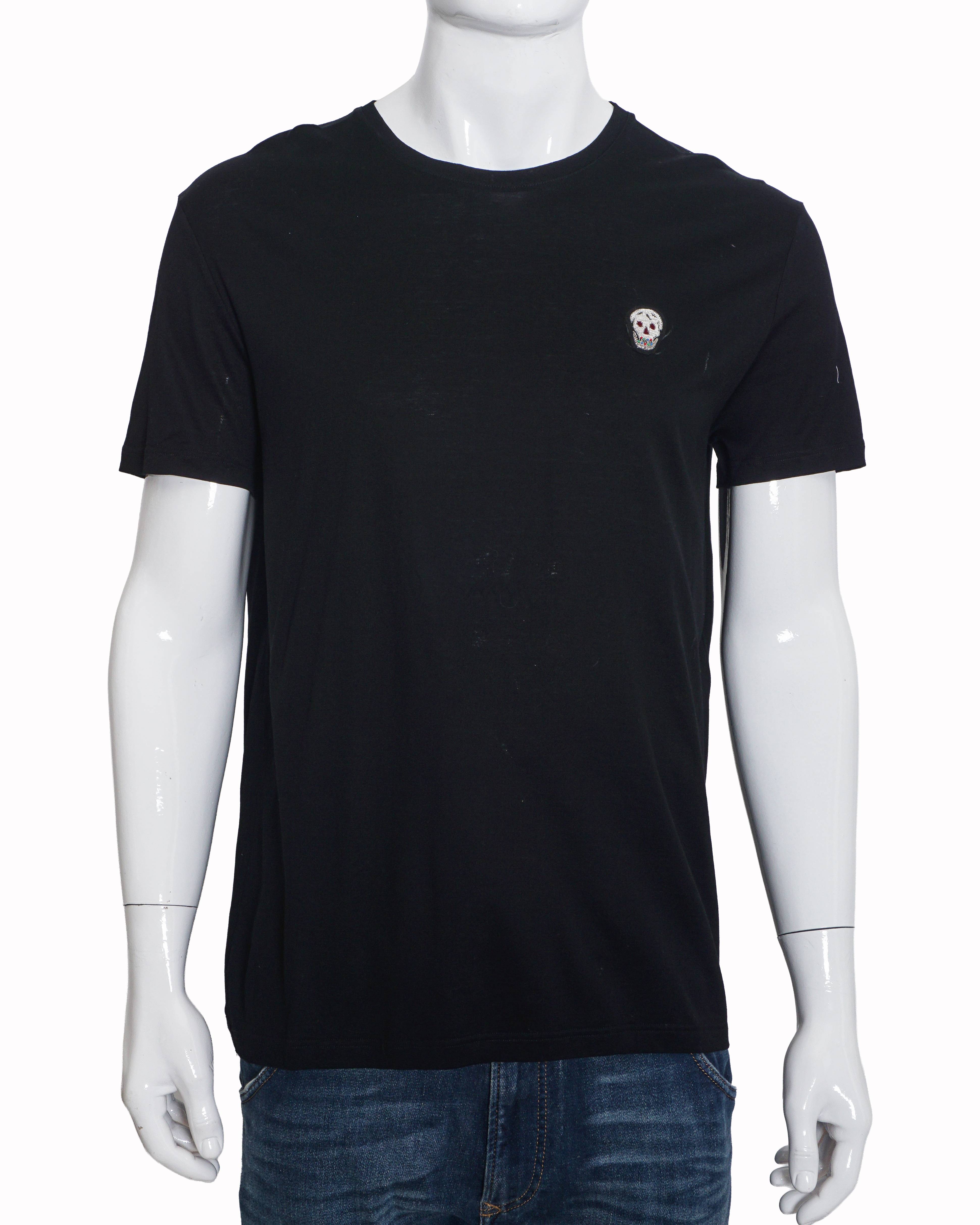 Alexander McQueen Black Cotton Skull Badge Men's T-Shirt