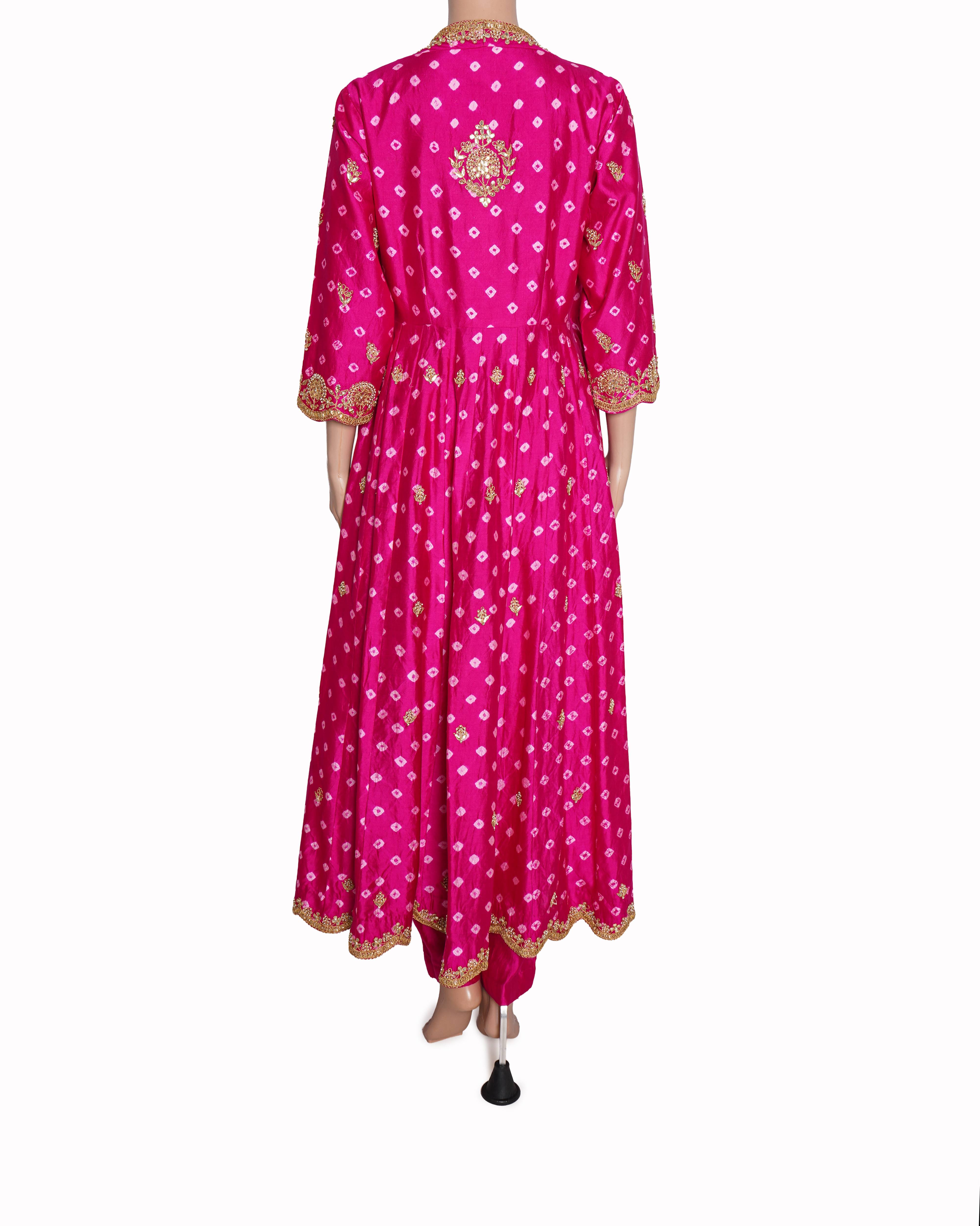 Surbhi Shah Rani Bandhej Pure Spun Silk Angrakha With Pant