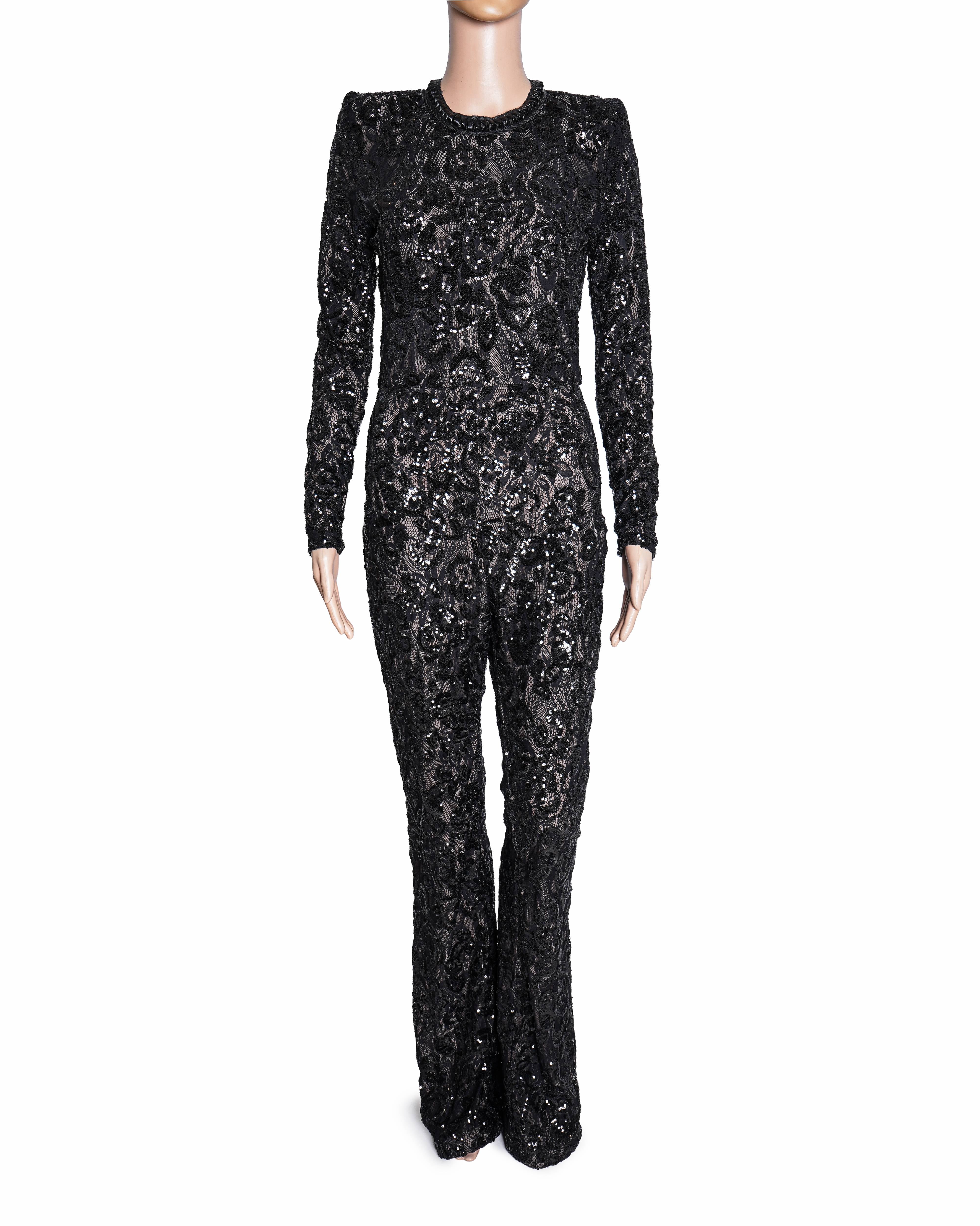 Nadine Merabi Black Sequin Jumpsuit