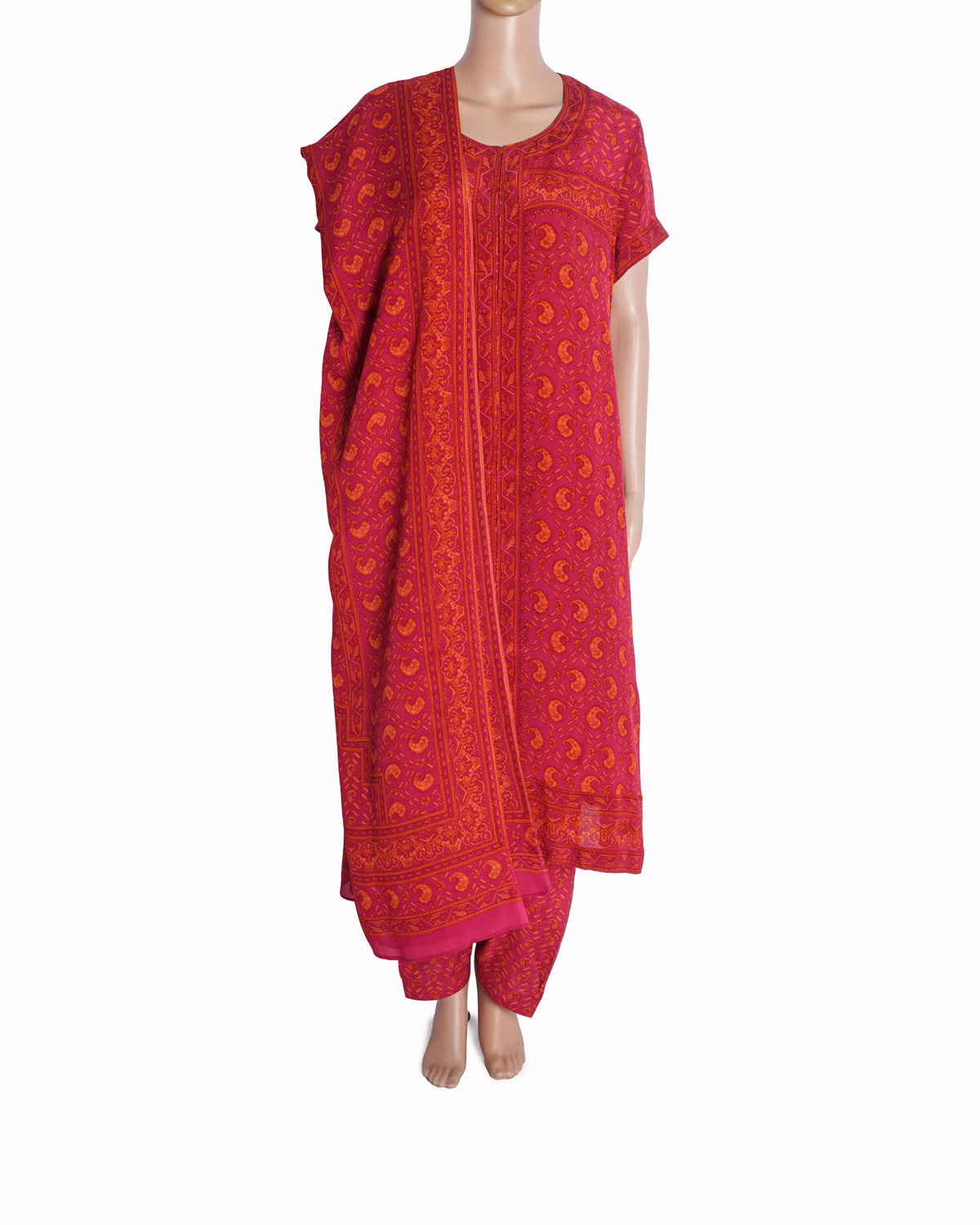 Ritu Kumar Karabagh Magenta Paisley Printed Silk Tunic Set