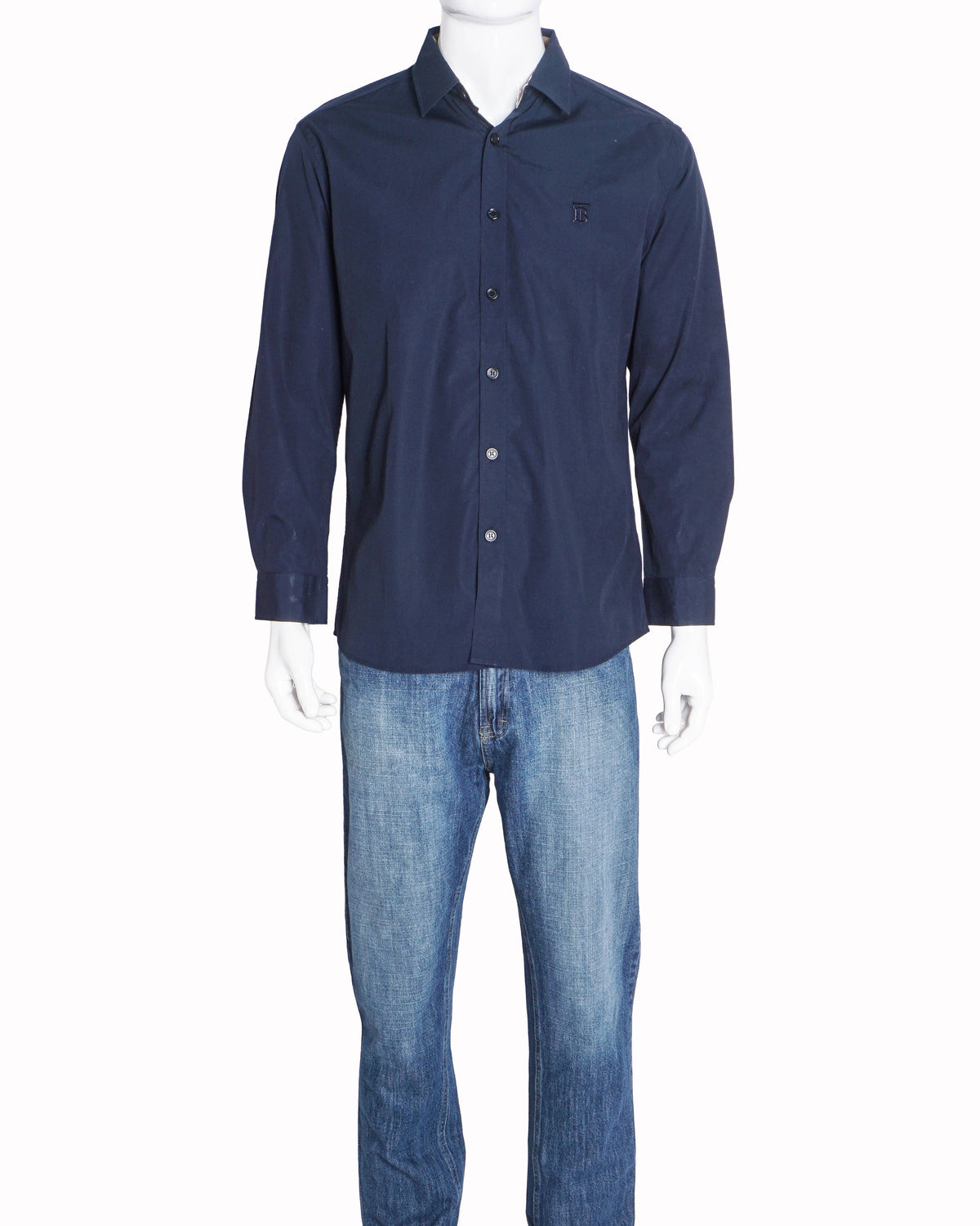 Burberry Navy Blue Logo Cotton Shirt