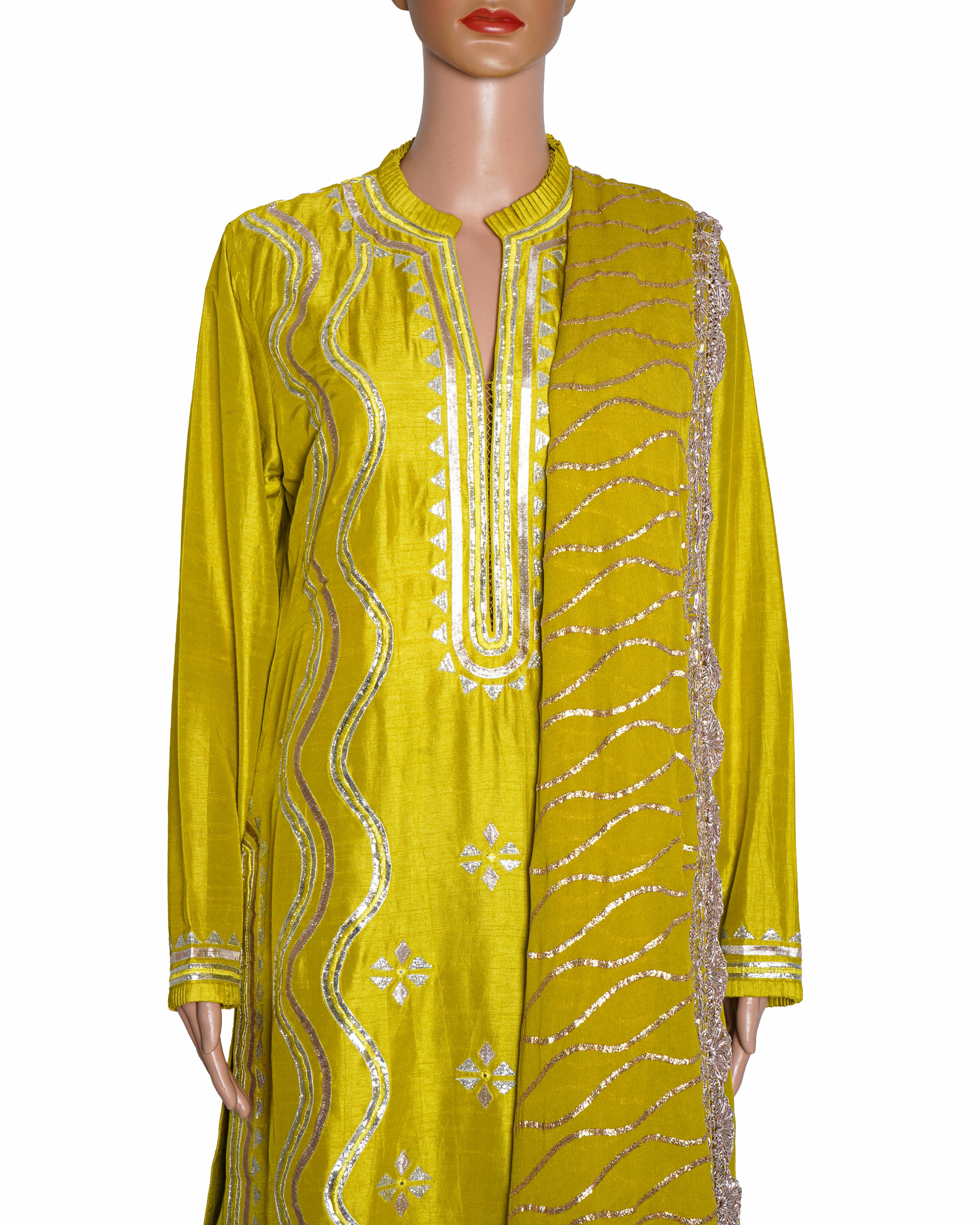 Gopi Vaid Lime Green Embroidered Kurta Sharara Set