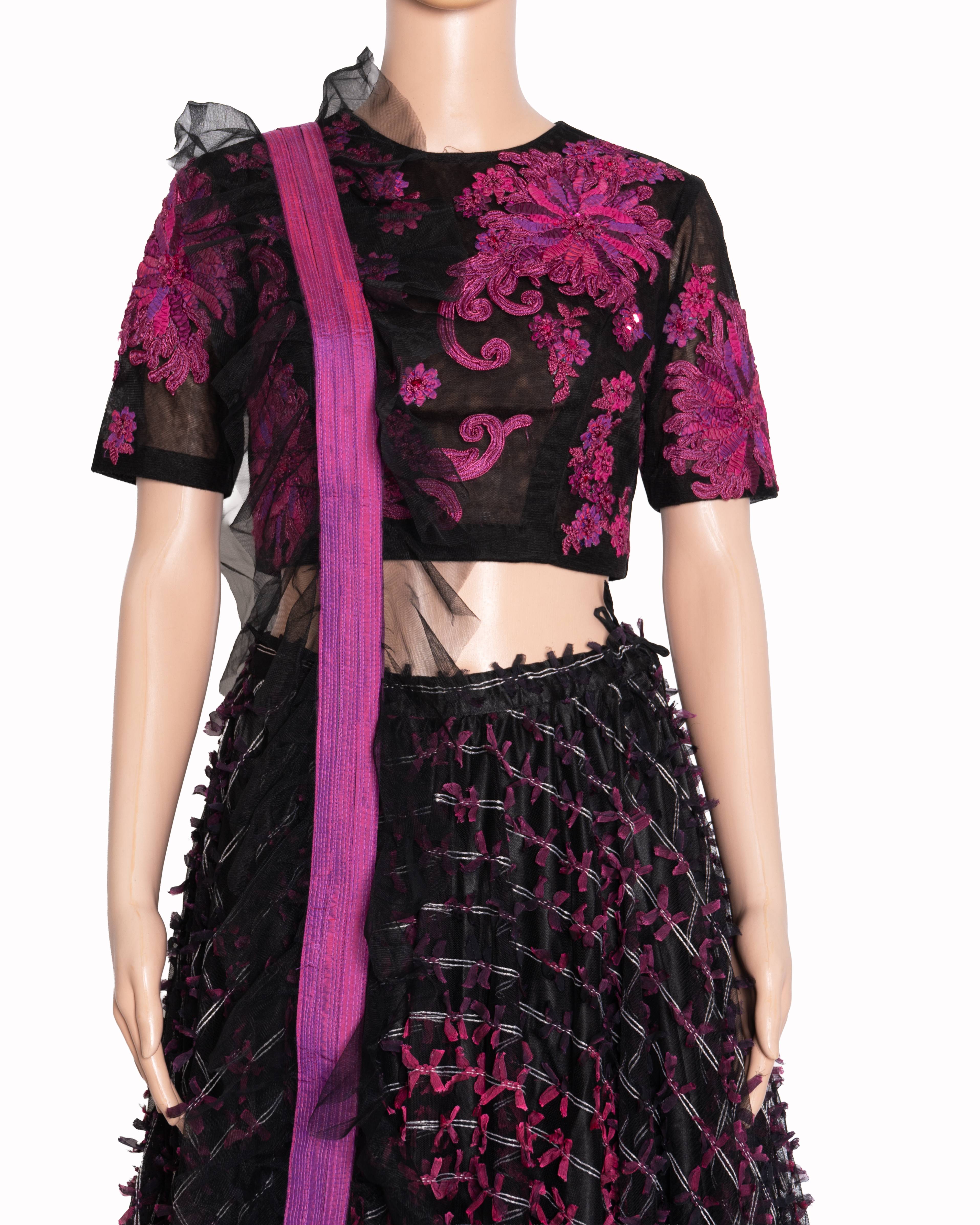 Pallavi Jaikisshan Lehnga set in Black & Magenta set of 3